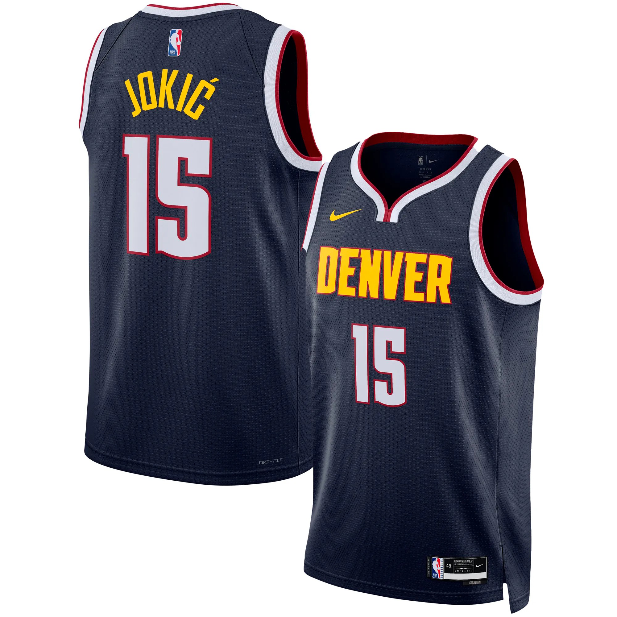 Hunk Wear - Nikola Jokic Denver Nuggets Nike Unisex Swingman Jersey - Icon Edition - Navy