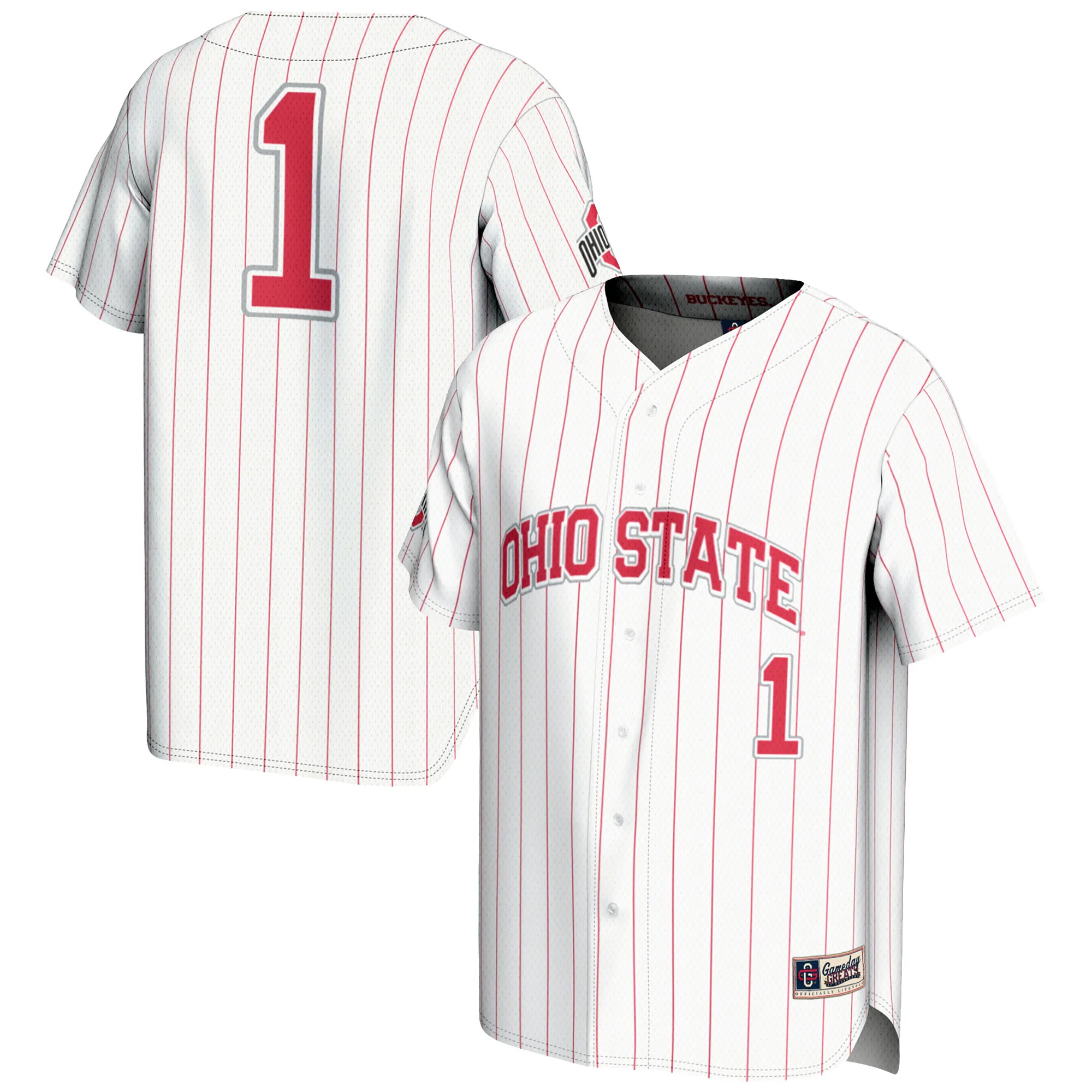 Hunk Wear - #1 Ohio State Buckeyes GameDay Greats Youth Lightweight Baseball Jersey - White