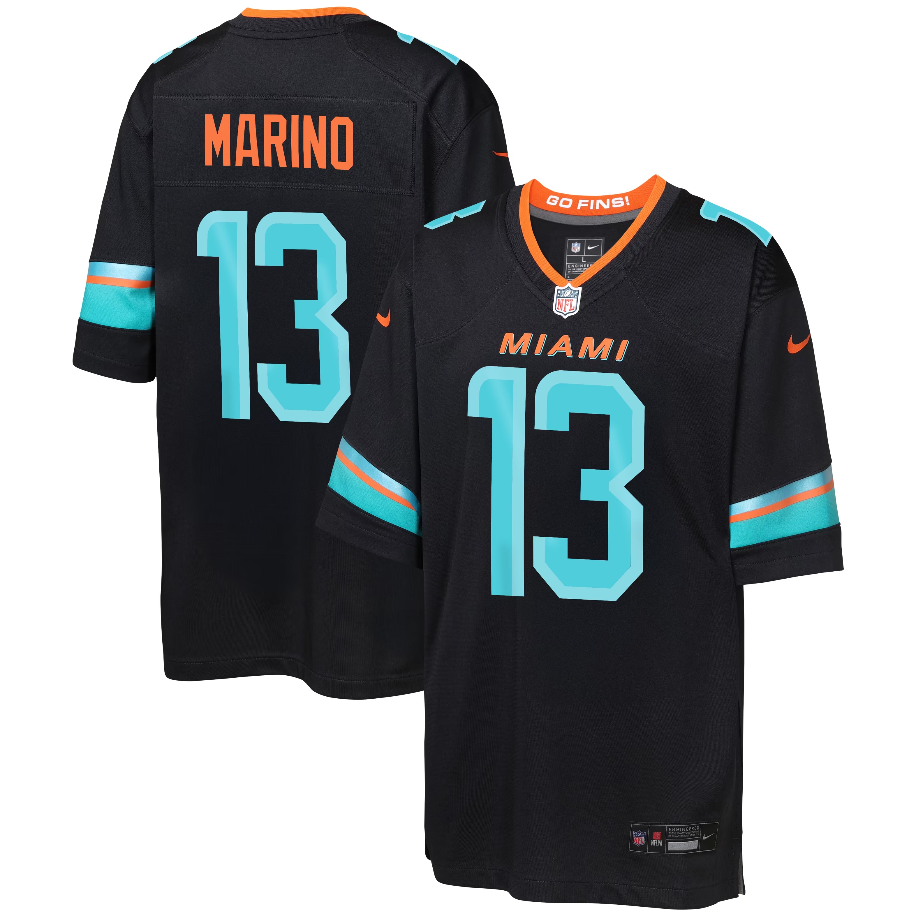 Hunk Wear - Dan Marino Miami Dolphins Nike Youth Rivalries Collection Game Jersey - Pitch Blue