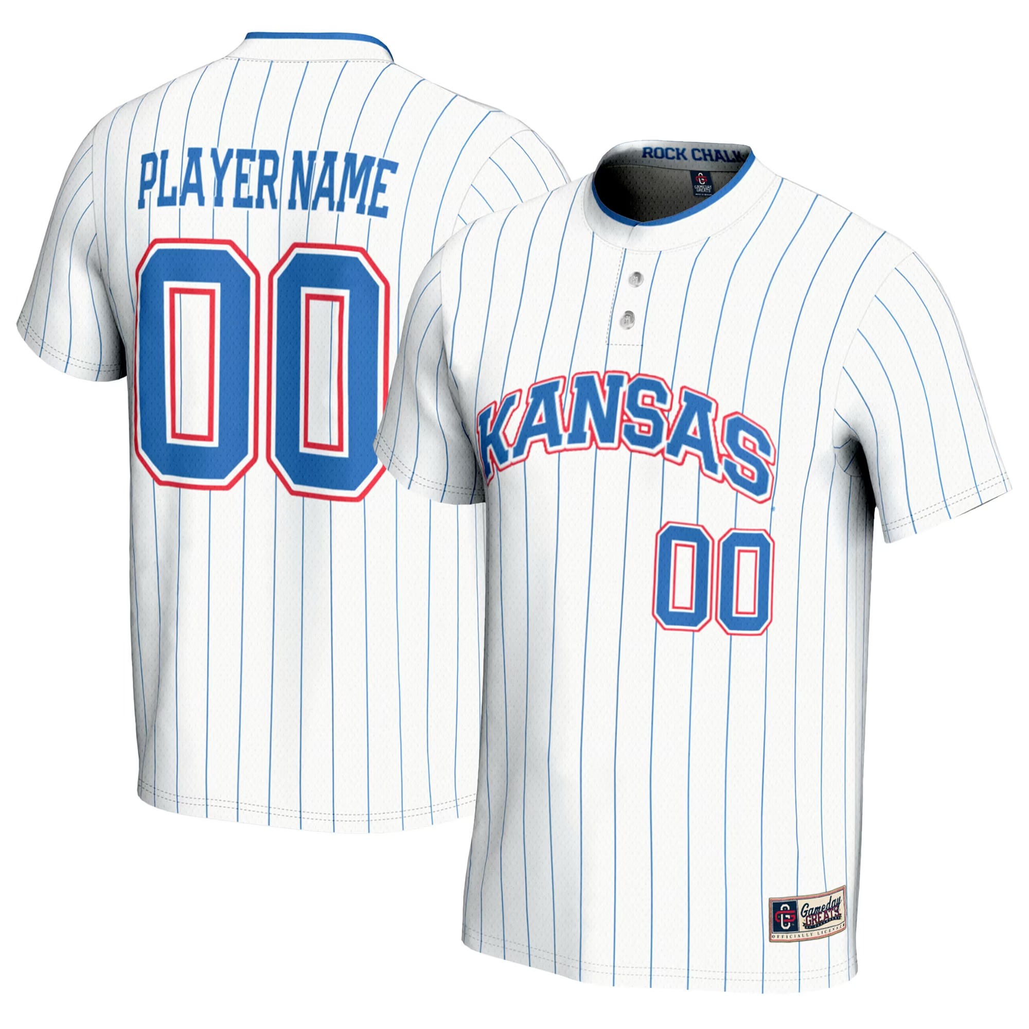 Hunk Wear - Kansas Jayhawks GameDay Greats Youth NIL Pick-A-Player Lightweight Softball Jersey - White