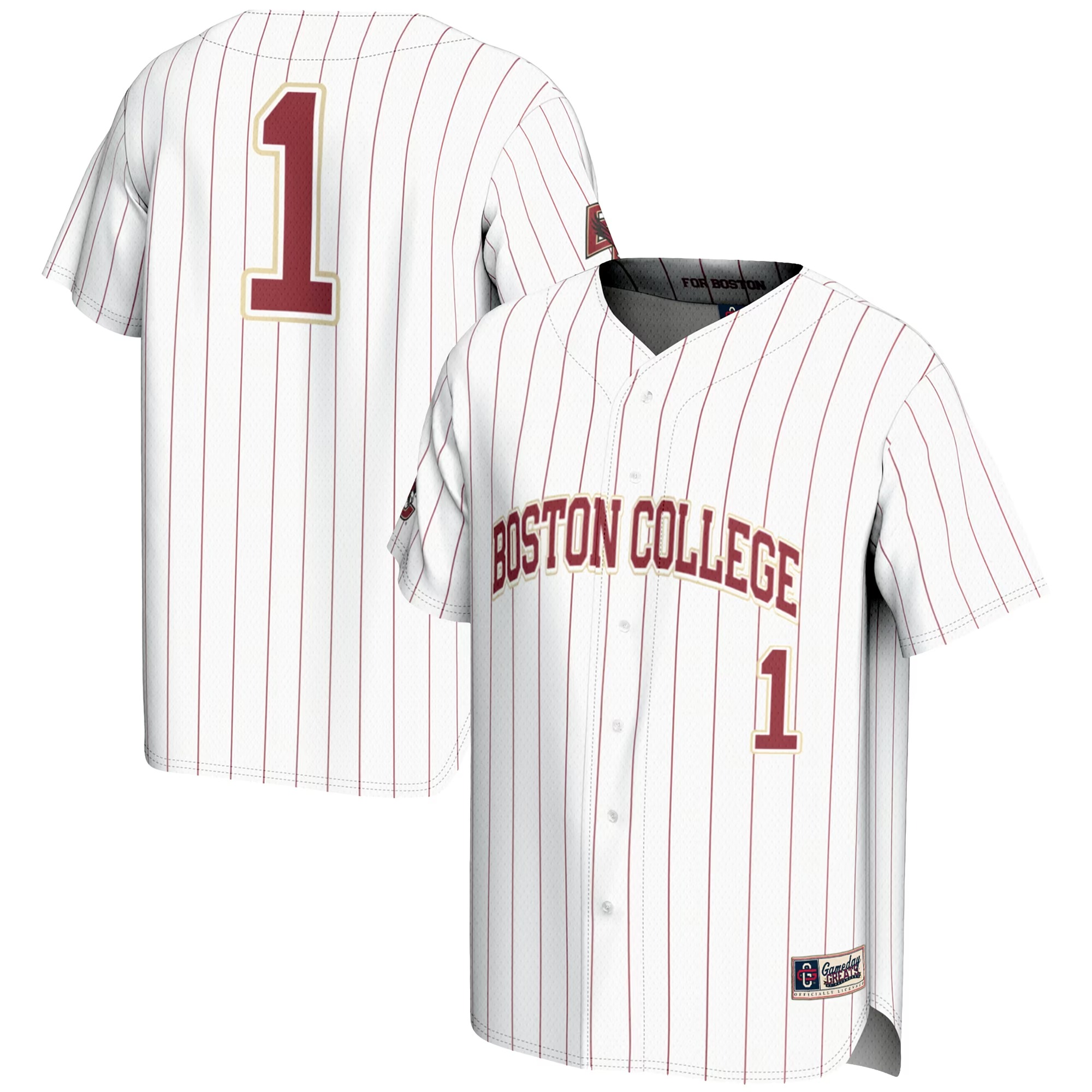 Hunk Wear - #1 Boston College Eagles GameDay Greats Lightweight Baseball Fashion Jersey - White