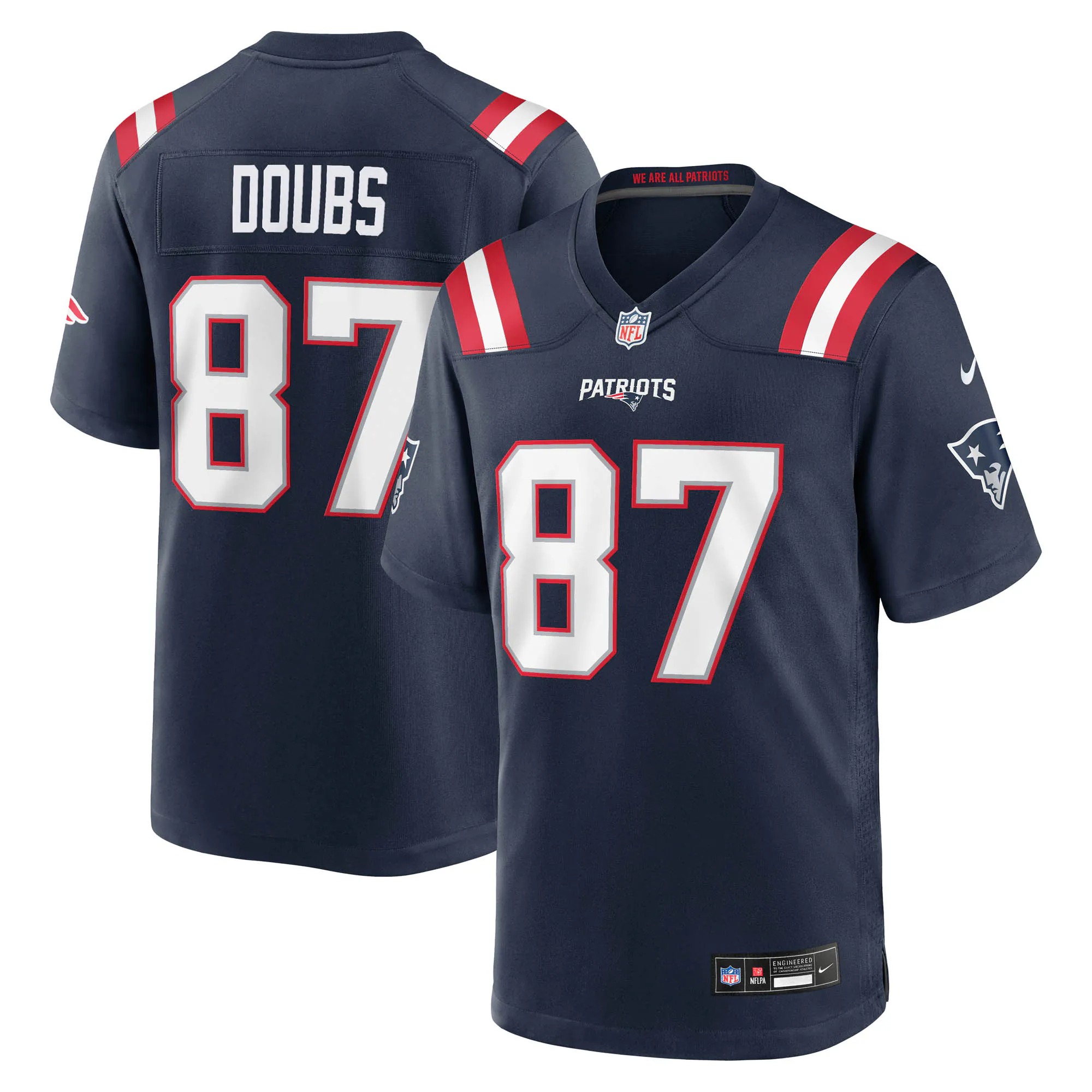 Hunk Wear - Romeo Doubs New England Patriots Nike Game Jersey - Navy