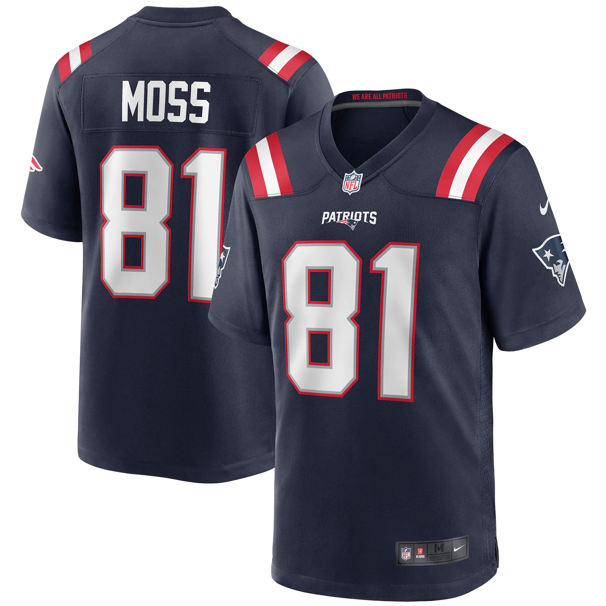 Hunk Wear - Randy Moss New England Patriots Nike Game Retired Player Jersey - Navy