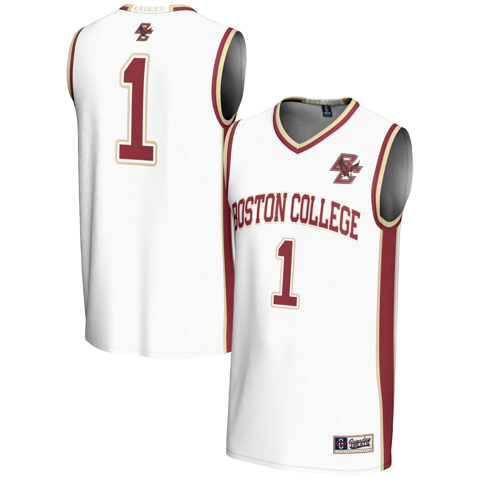 Hunk Wear - #1 Boston College Eagles GameDay Greats Unisex Lightweight Basketball Jersey - White