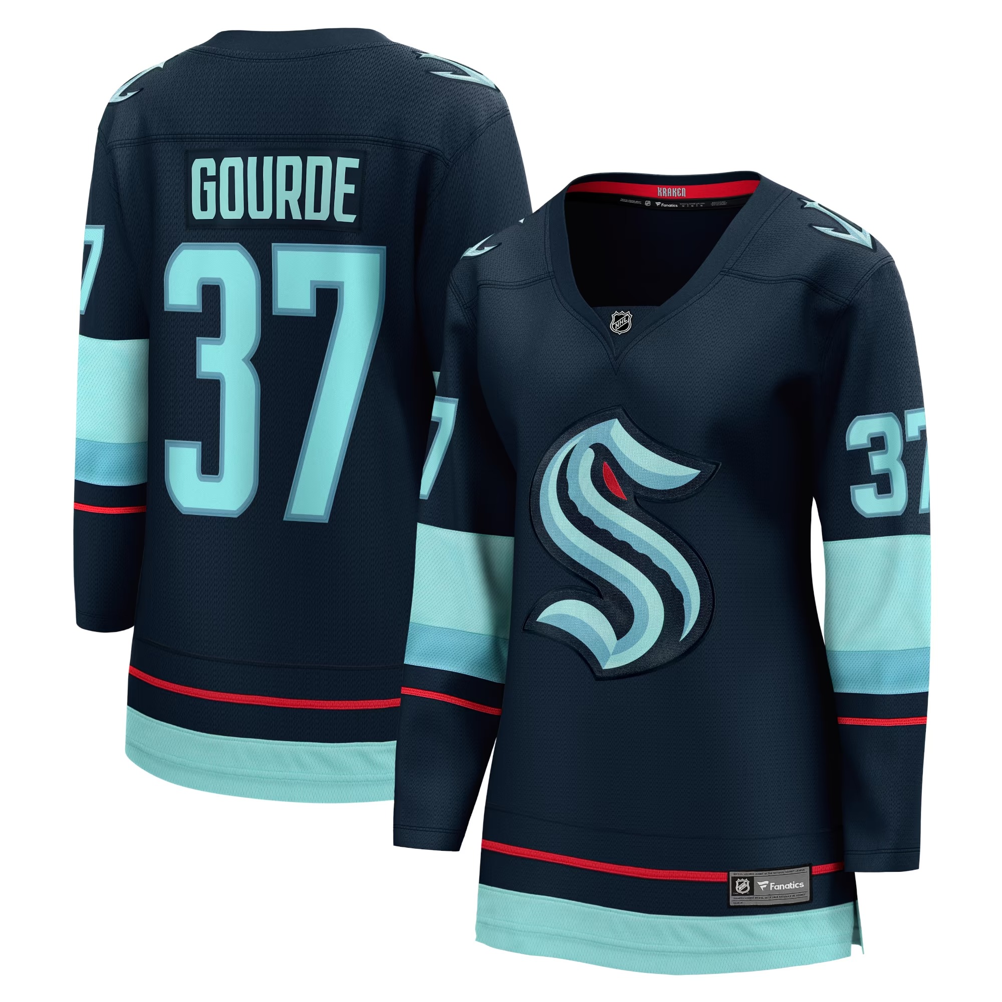 Hunk Wear - Yanni Gourde Seattle Kraken Fanatics Women's Home Breakaway Player Jersey - Navy
