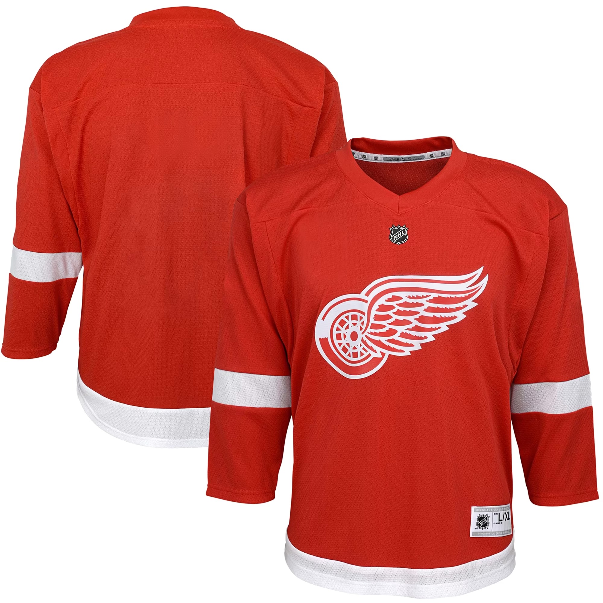 Hunk Wear - Detroit Red Wings Youth Home Replica Blank Jersey - Red