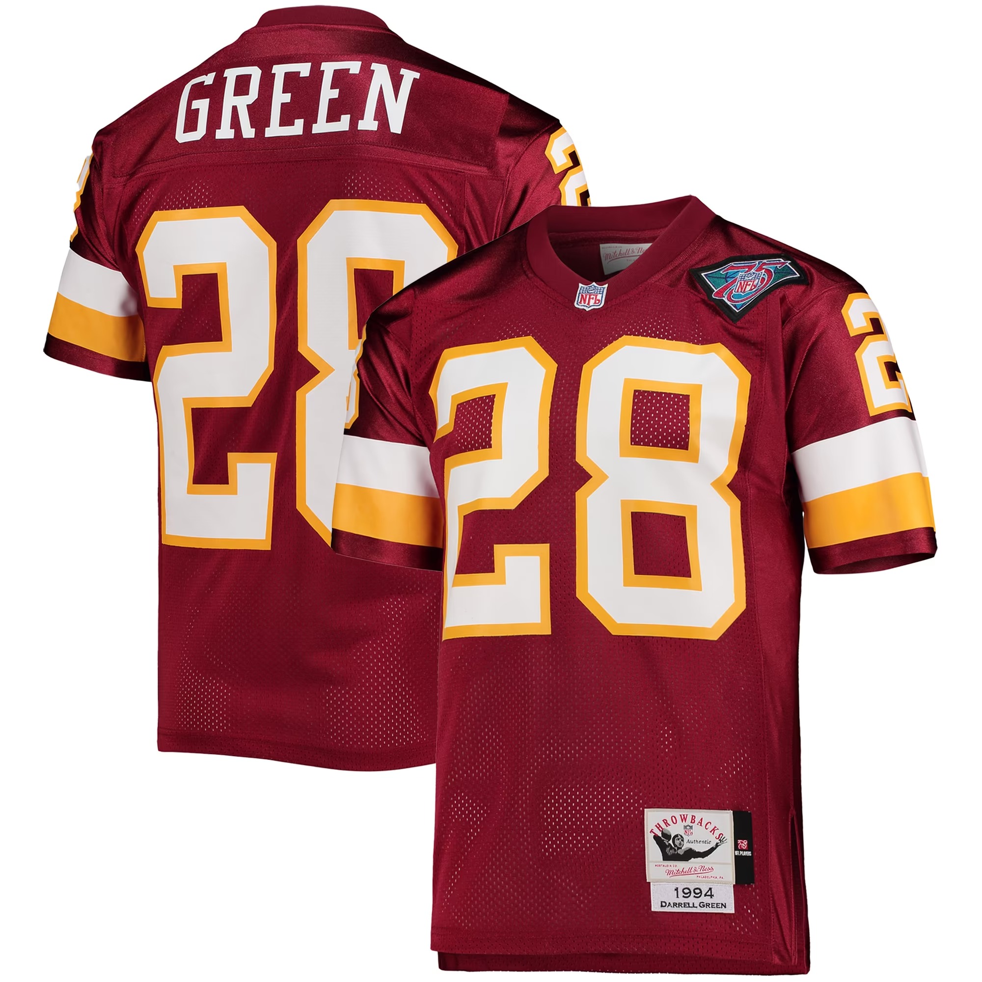 Hunk Wear - Darrell Green Washington Football Team 1994 Mitchell & Ness Authentic Throwback Retired Player Jersey - Burgundy