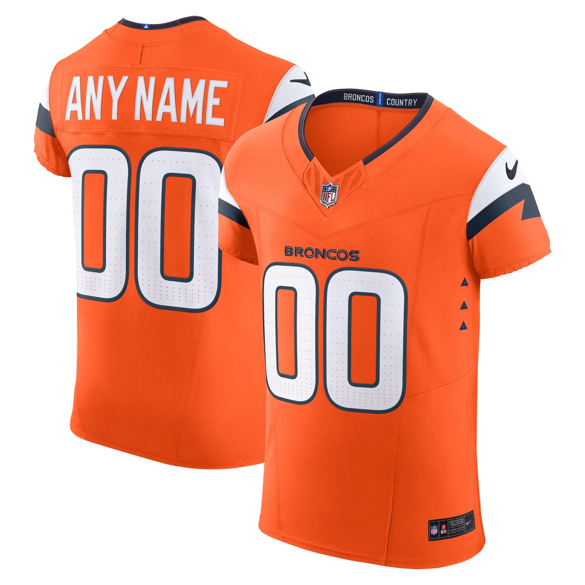 Hunk Wear - Denver Broncos Nike Team Vapor F.U.S.E. Elite Custom Jersey - Orange