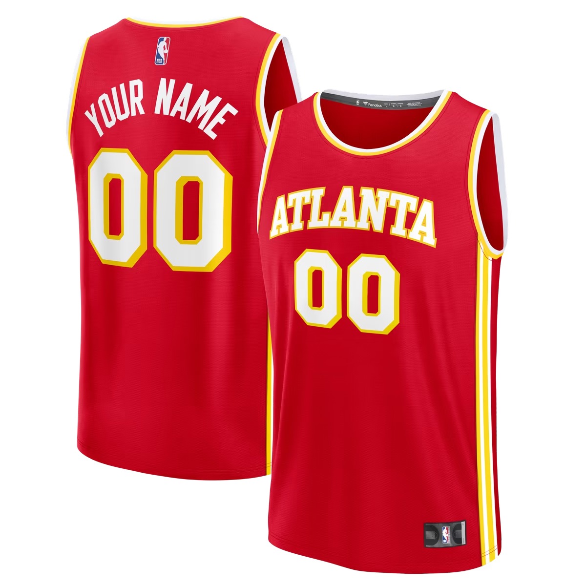 Hunk Wear - Atlanta Hawks Fanatics Fast Break Custom Jersey - Icon Edition - Red