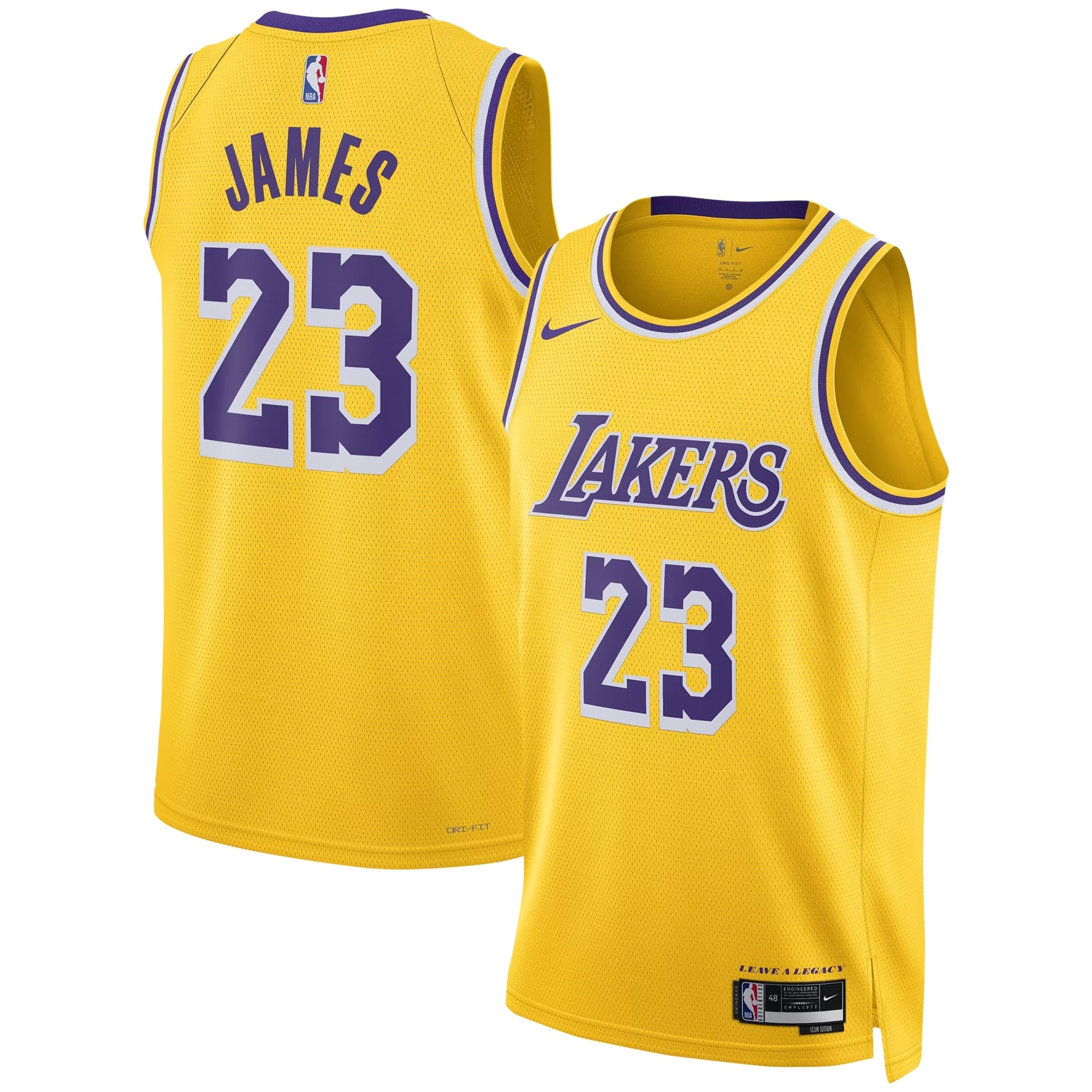 Hunk Wear - LeBron James Los Angeles Lakers Nike Unisex Swingman Jersey - Icon Edition - Gold