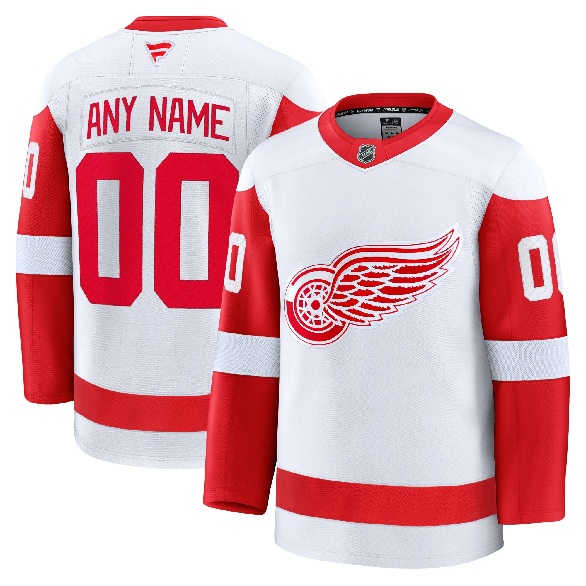 Hunk Wear - Detroit Red Wings Fanatics Away Premium Custom Jersey - White