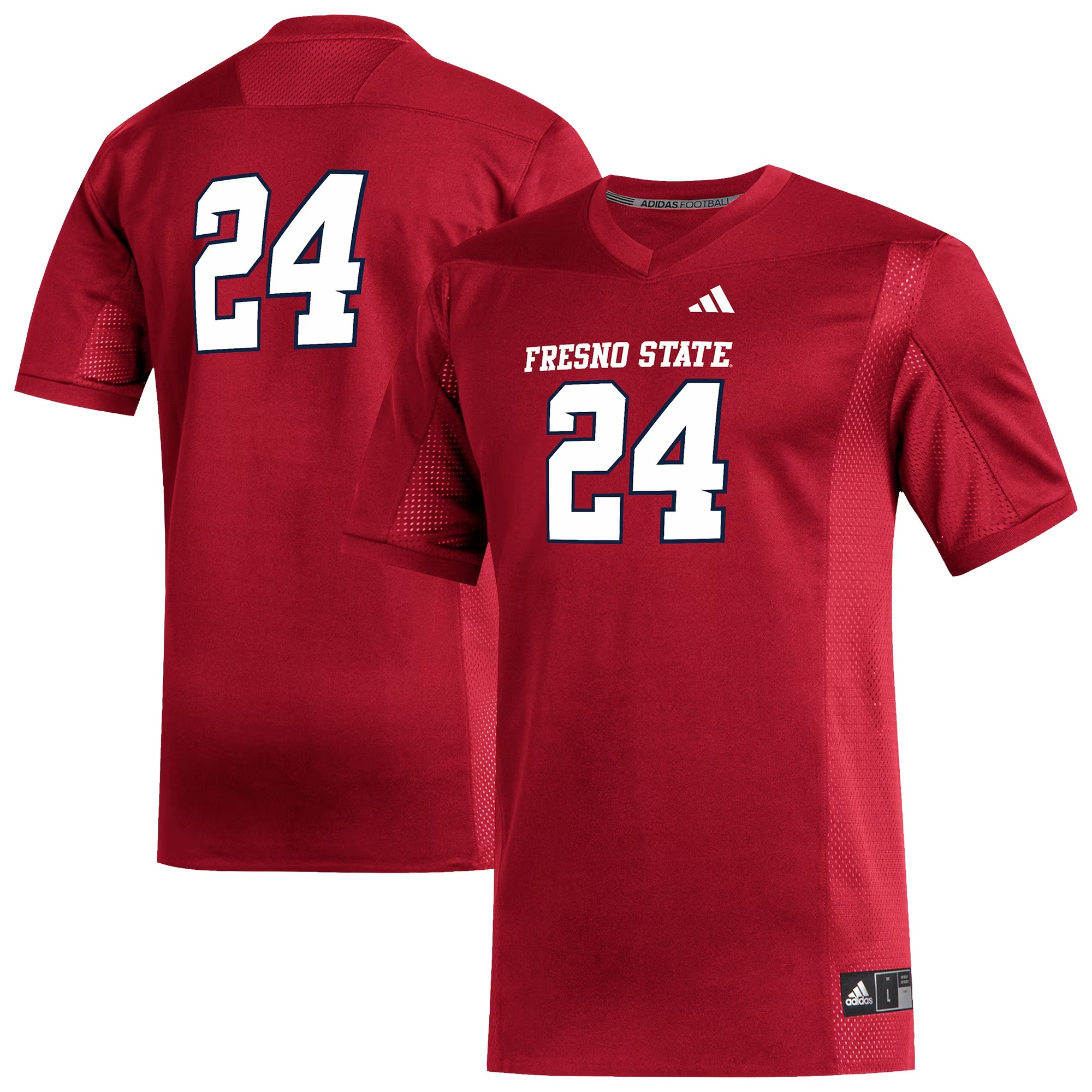 Hunk Wear - #24 Fresno State Bulldogs adidas Replica Football Jersey - Red