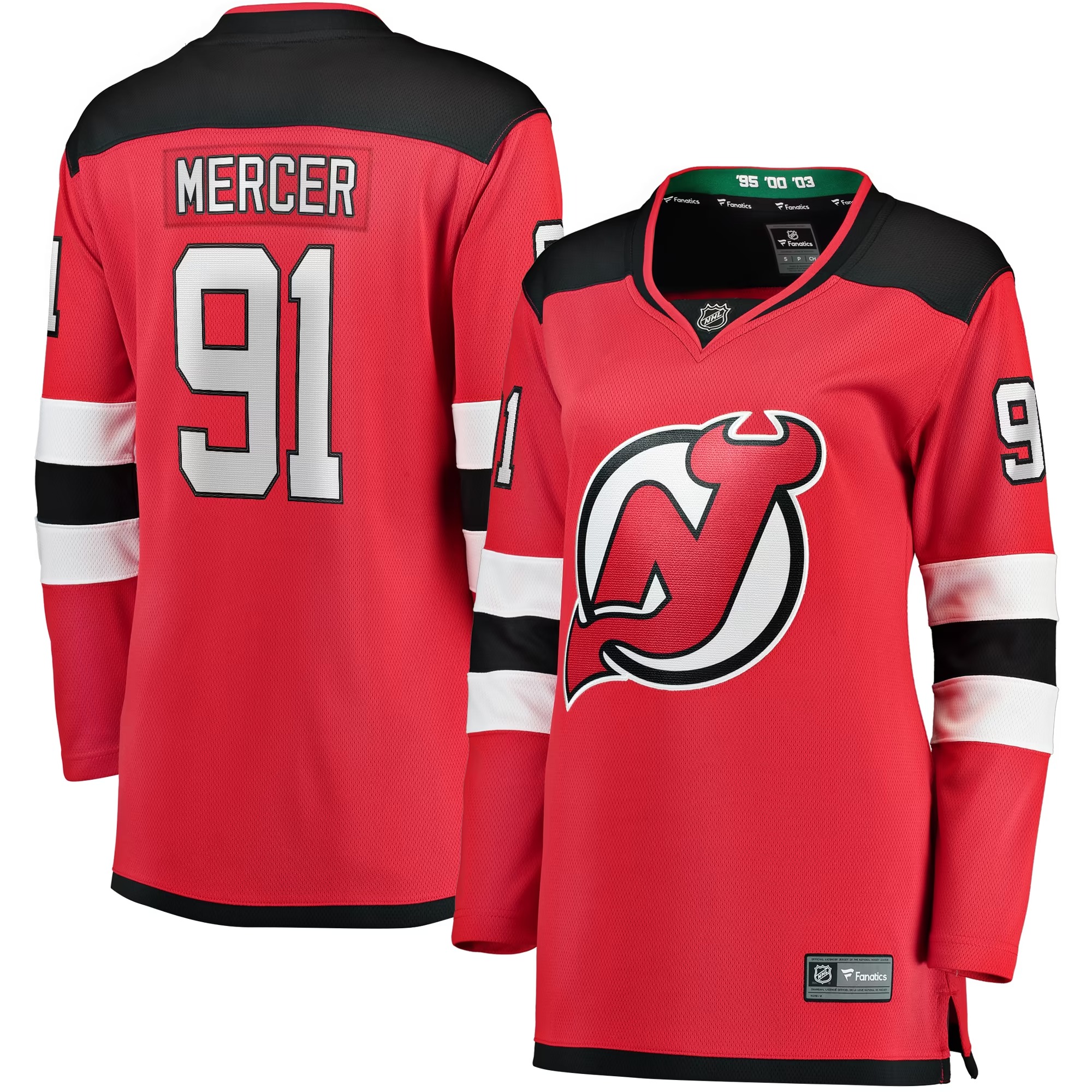 Hunk Wear - Dawson Mercer New Jersey Devils Fanatics Women's Home Breakaway Jersey - Red