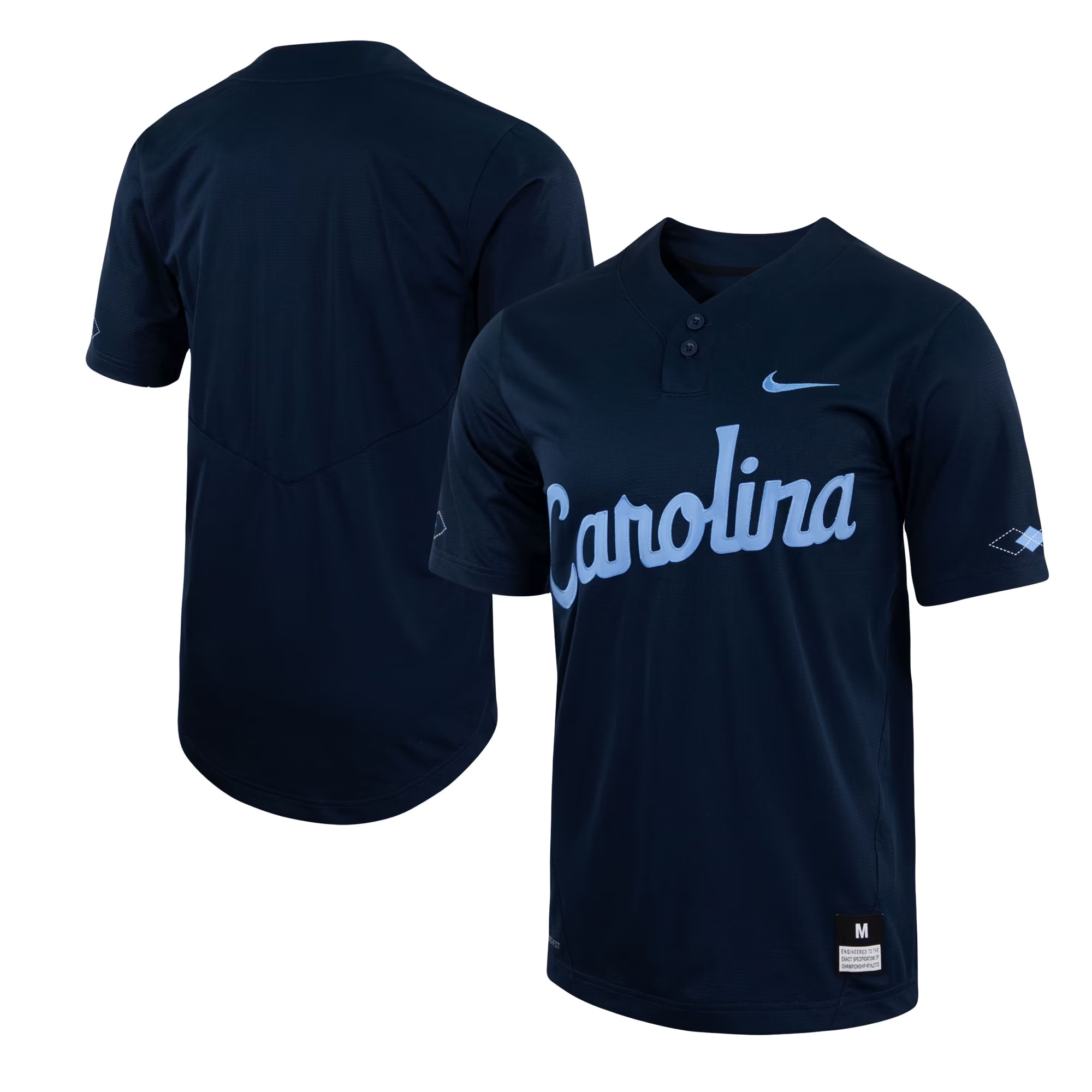 Hunk Wear - North Carolina Tar Heels Nike Two-Button Replica Baseball Jersey - Navy