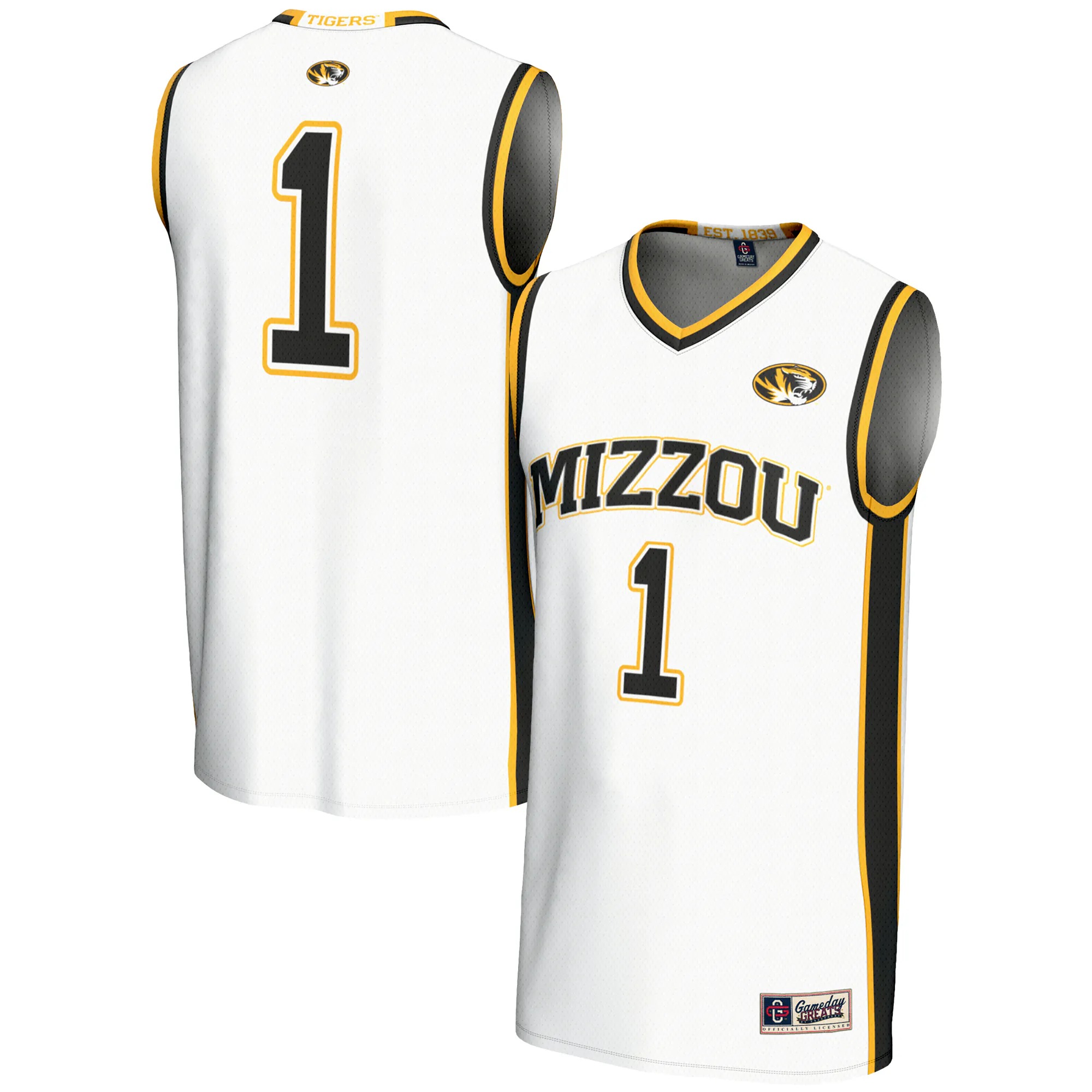 Hunk Wear - #1 Missouri Tigers GameDay Greats Unisex Lightweight Basketball Jersey - White