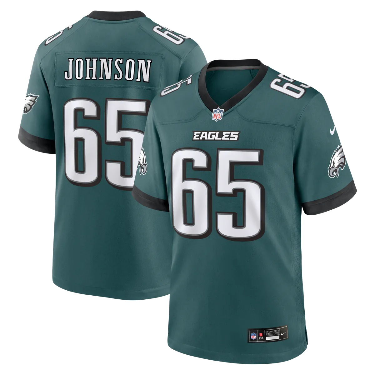 Hunk Wear - Lane Johnson Philadelphia Eagles Nike Team Game Jersey - Midnight Green