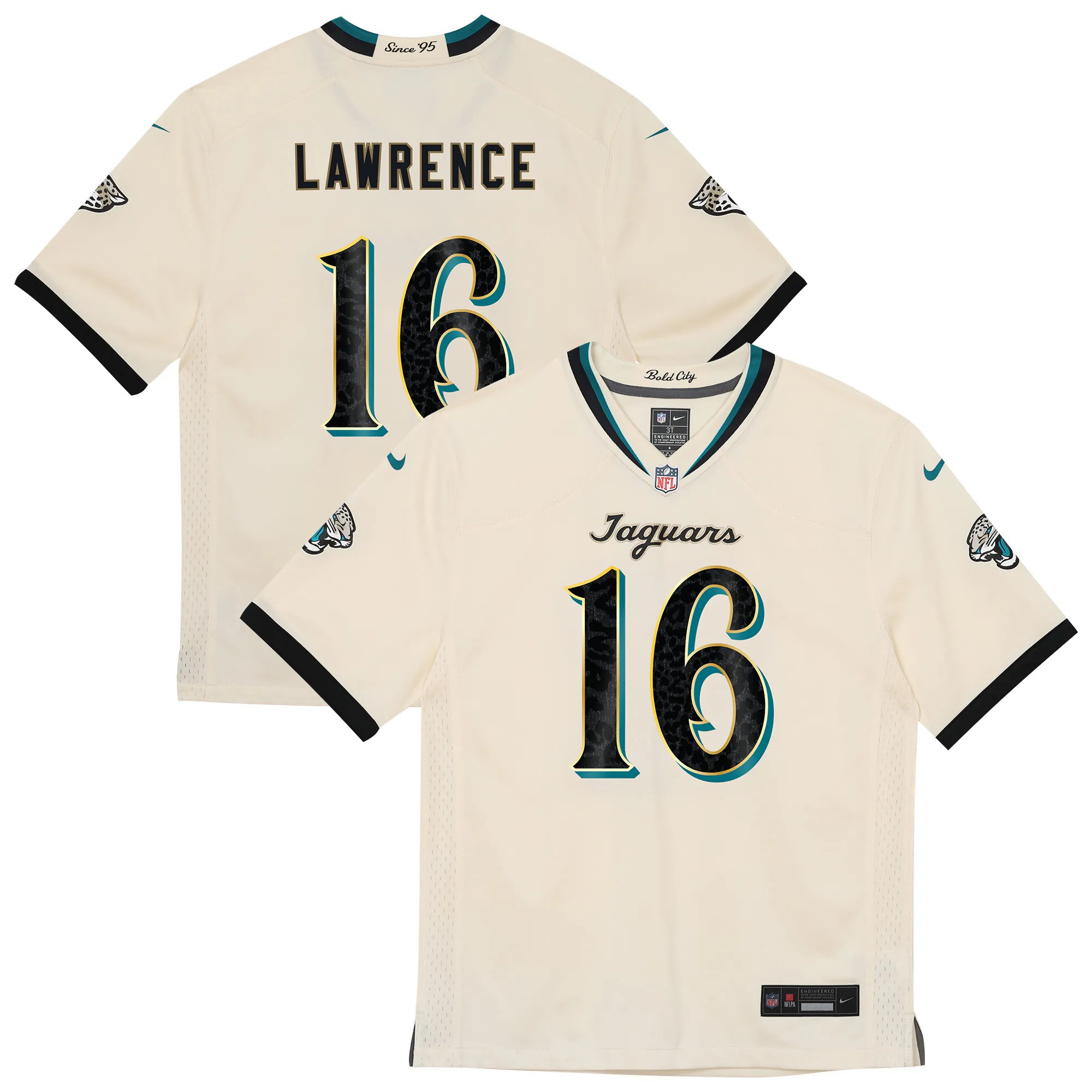 Hunk Wear - Trevor Lawrence Jacksonville Jaguars Nike Preschool 2026 Rivalries Collection Game Jersey - Natural