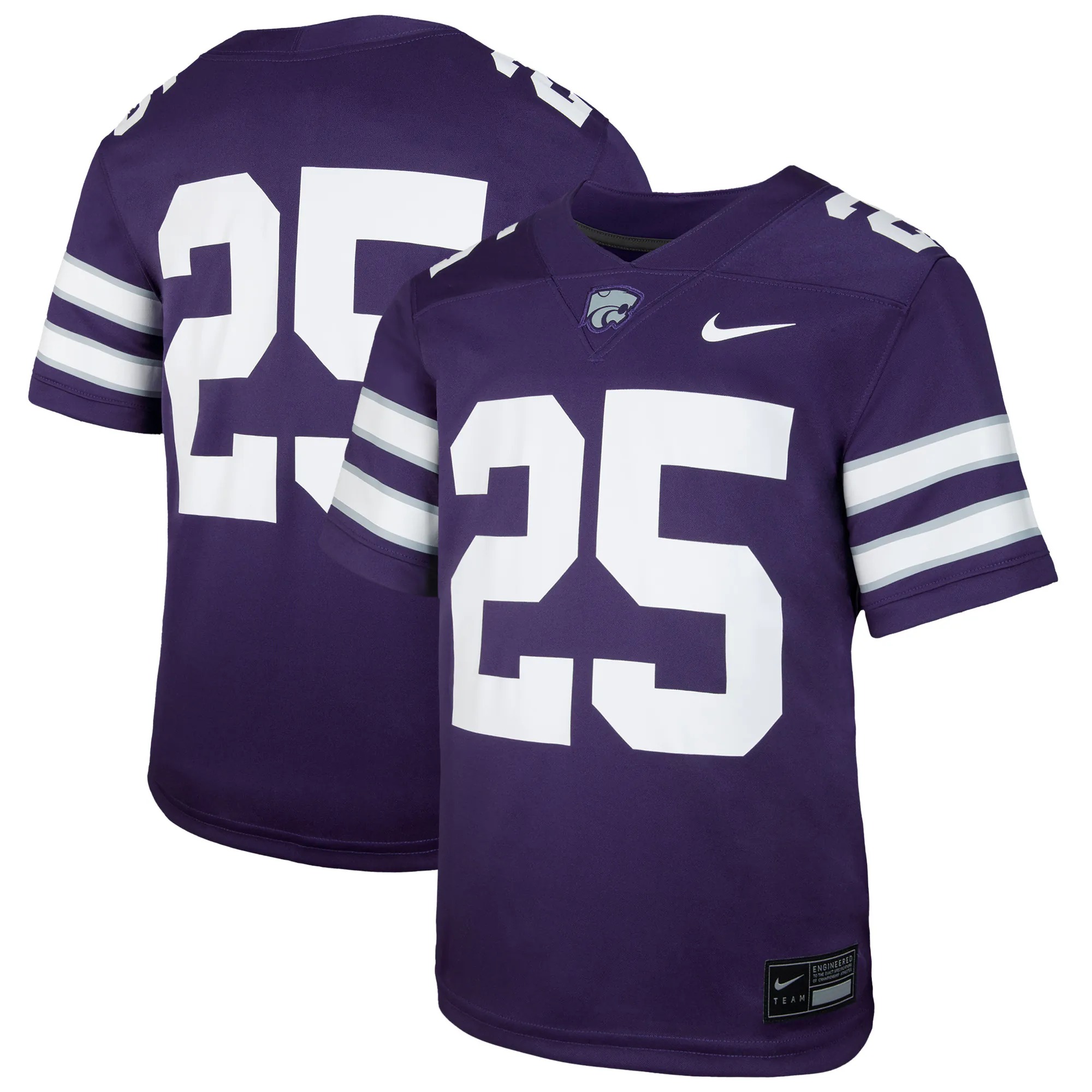 Hunk Wear - #25 Kansas State Wildcats Nike Youth Untouchable Replica Game Jersey - Purple
