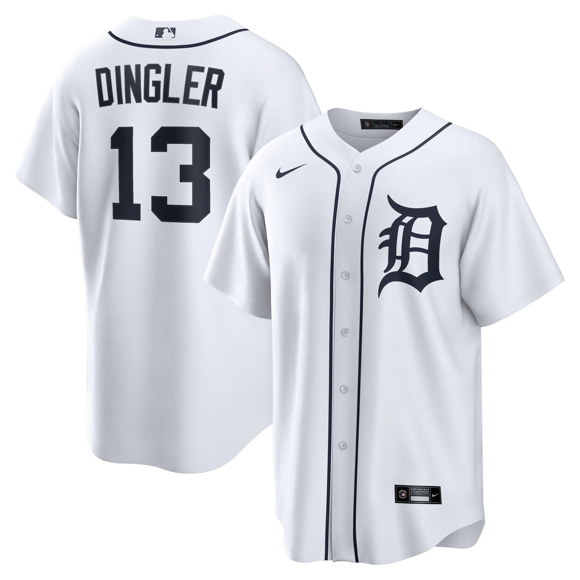 Hunk Wear - Dillon Dingler Detroit Tigers Nike Home Replica Jersey - White