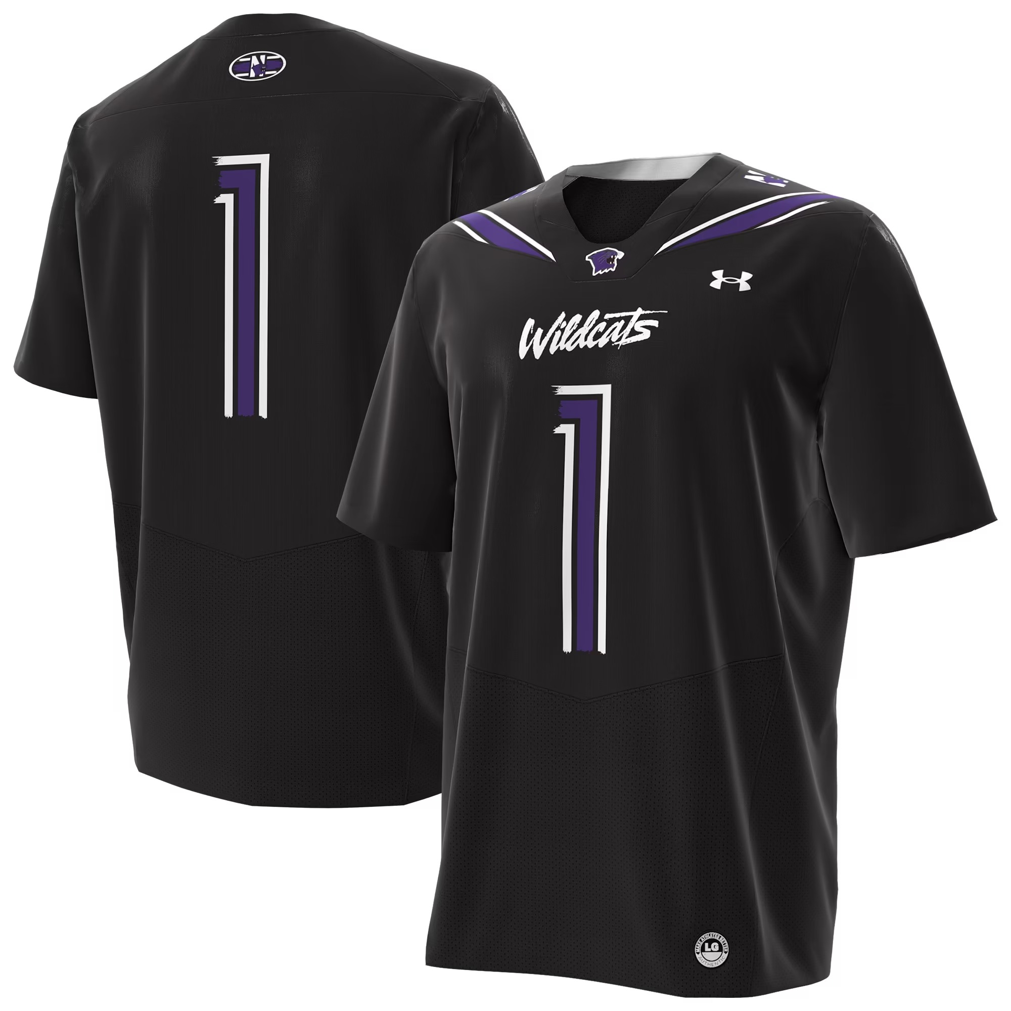 Hunk Wear - #1 Northwestern Wildcats Under Armour Alternate Replica Football Jersey - Black