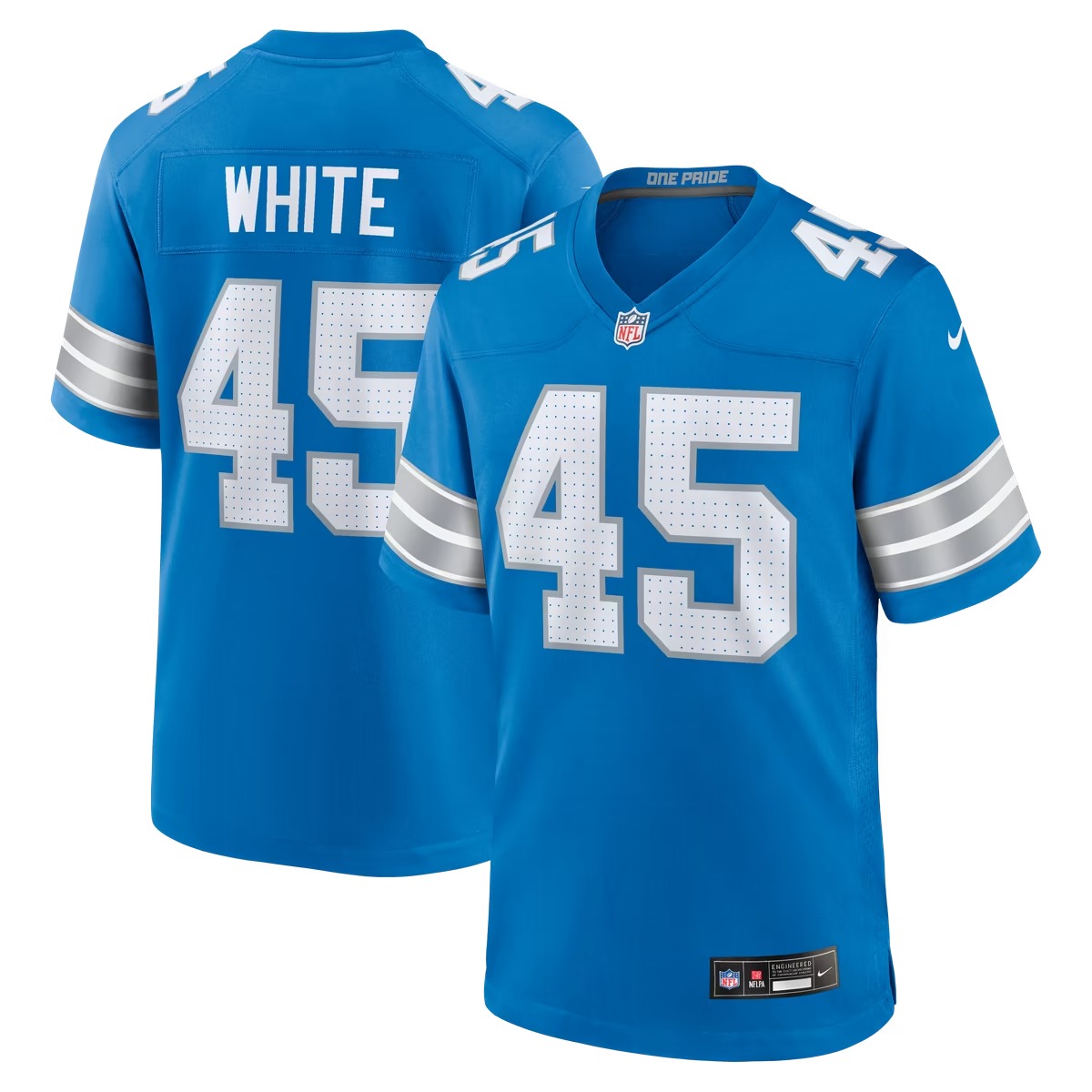 Hunk Wear - Devin White Detroit Lions Nike Team Game Jersey - Blue