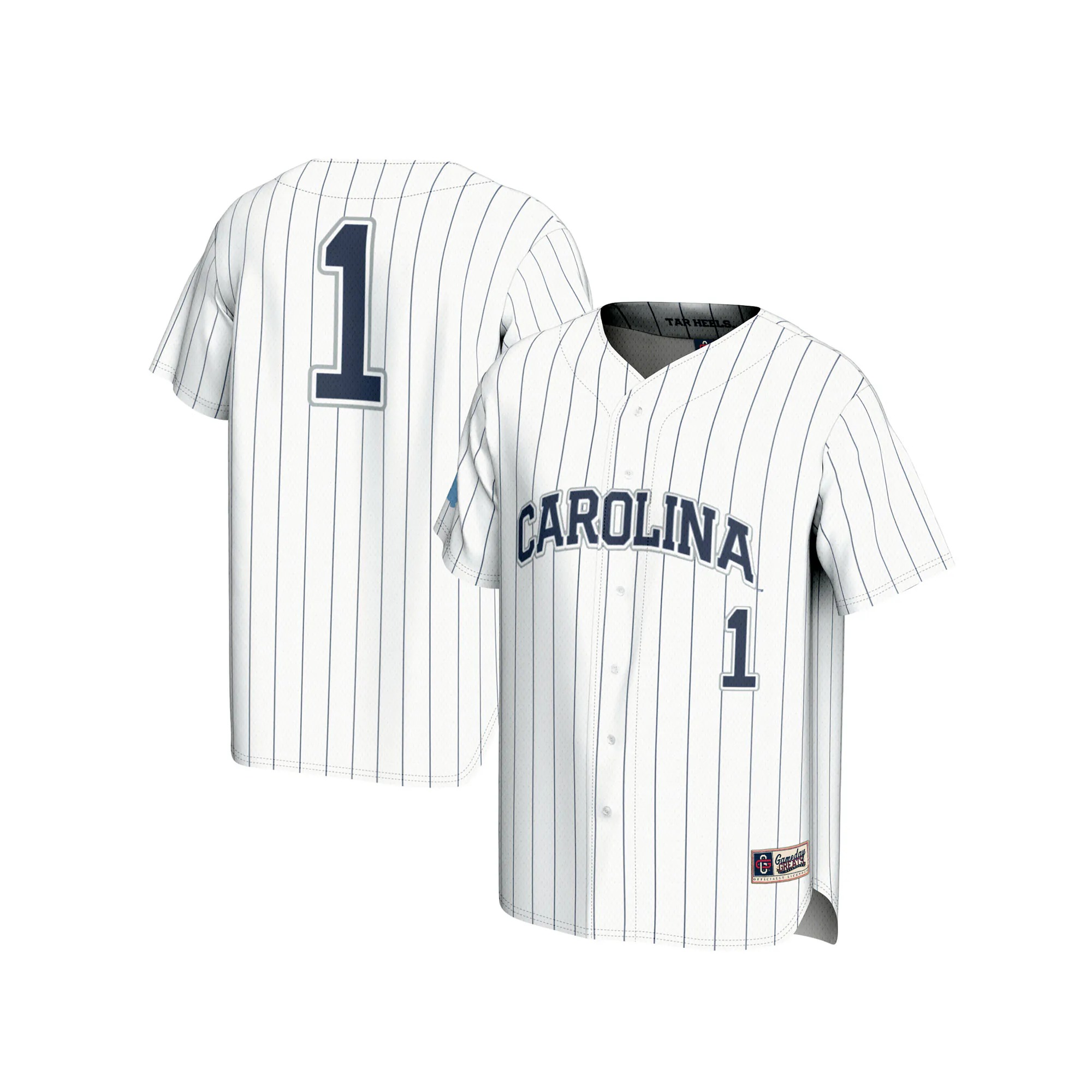 Hunk Wear - #1 North Carolina Tar Heels GameDay Greats Youth Lightweight Baseball Fashion Jersey - White
