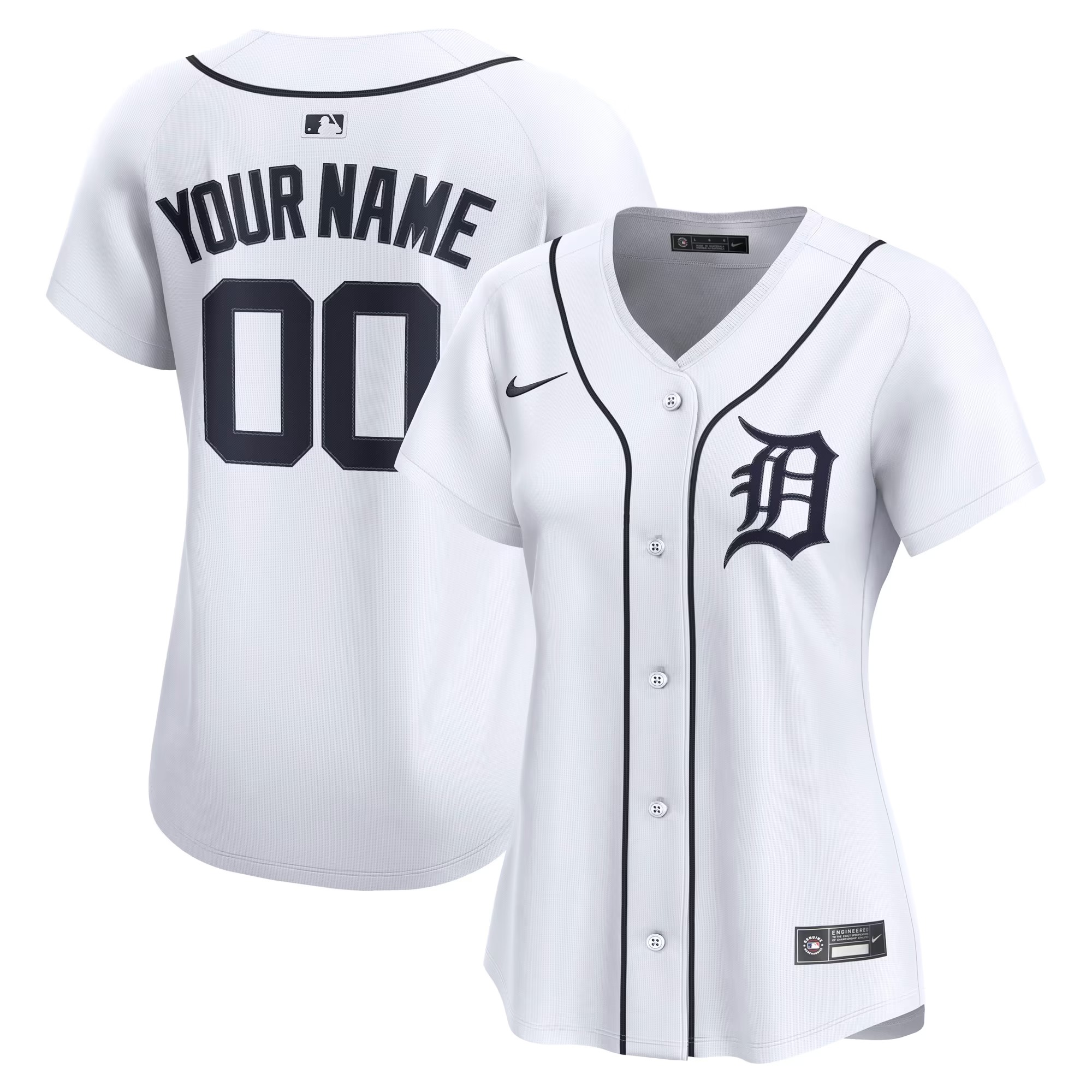 Hunk Wear - Detroit Tigers Nike Women's Home Limited Custom Jersey - White