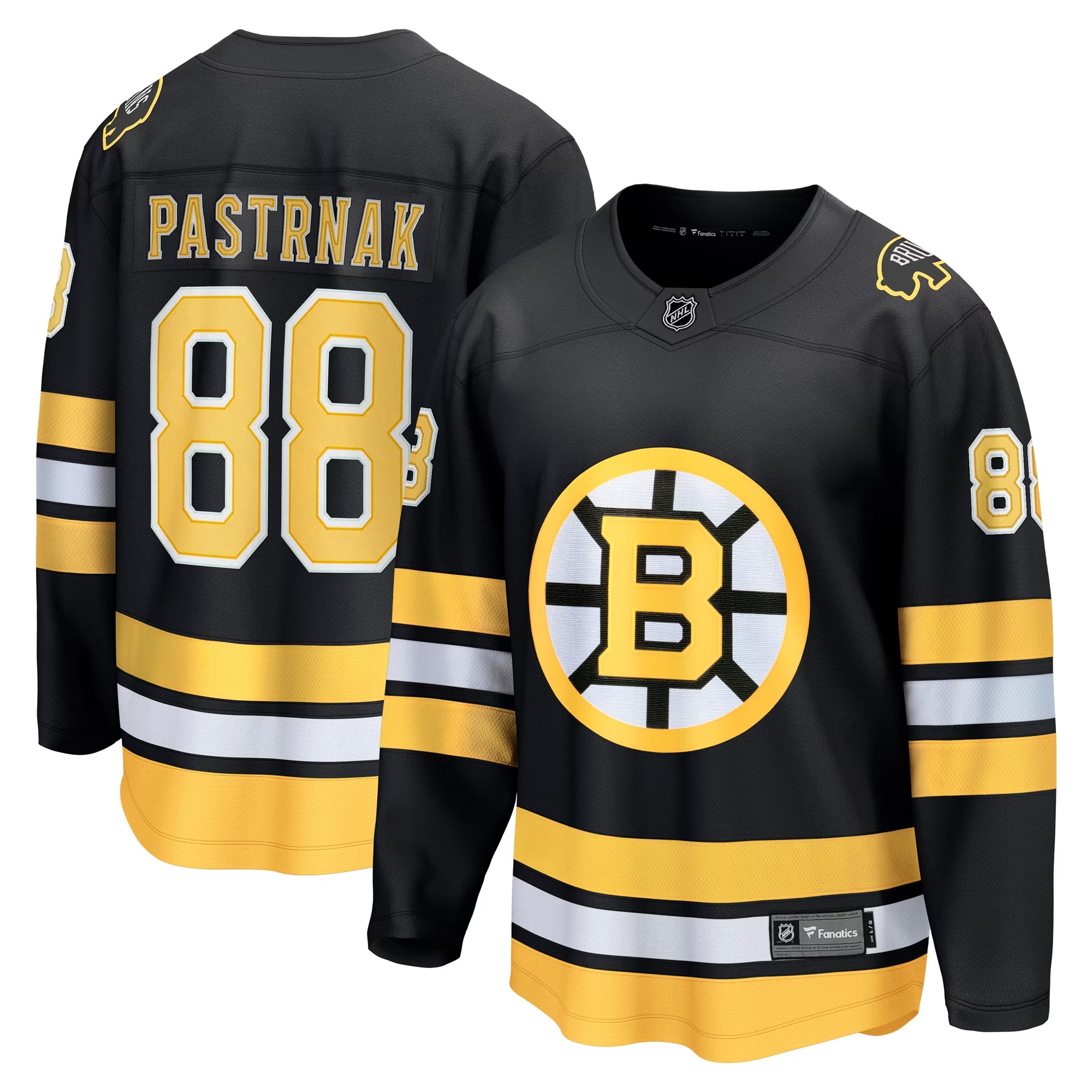 Hunk Wear - David Pastrnak Boston Bruins Fanatics Home Breakaway Player Jersey - Black
