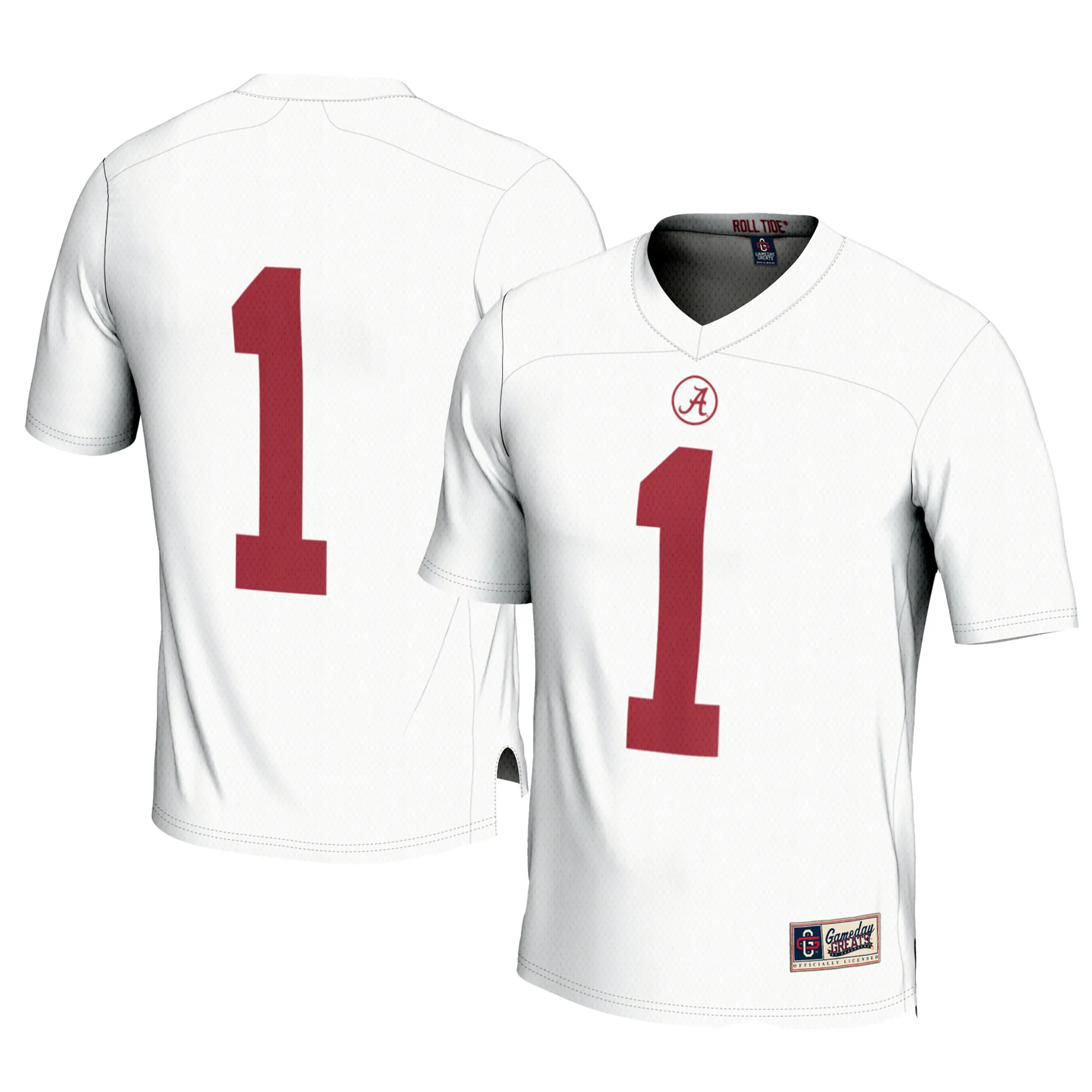 Hunk Wear - #1 Alabama Crimson Tide GameDay Greats Football Jersey - White