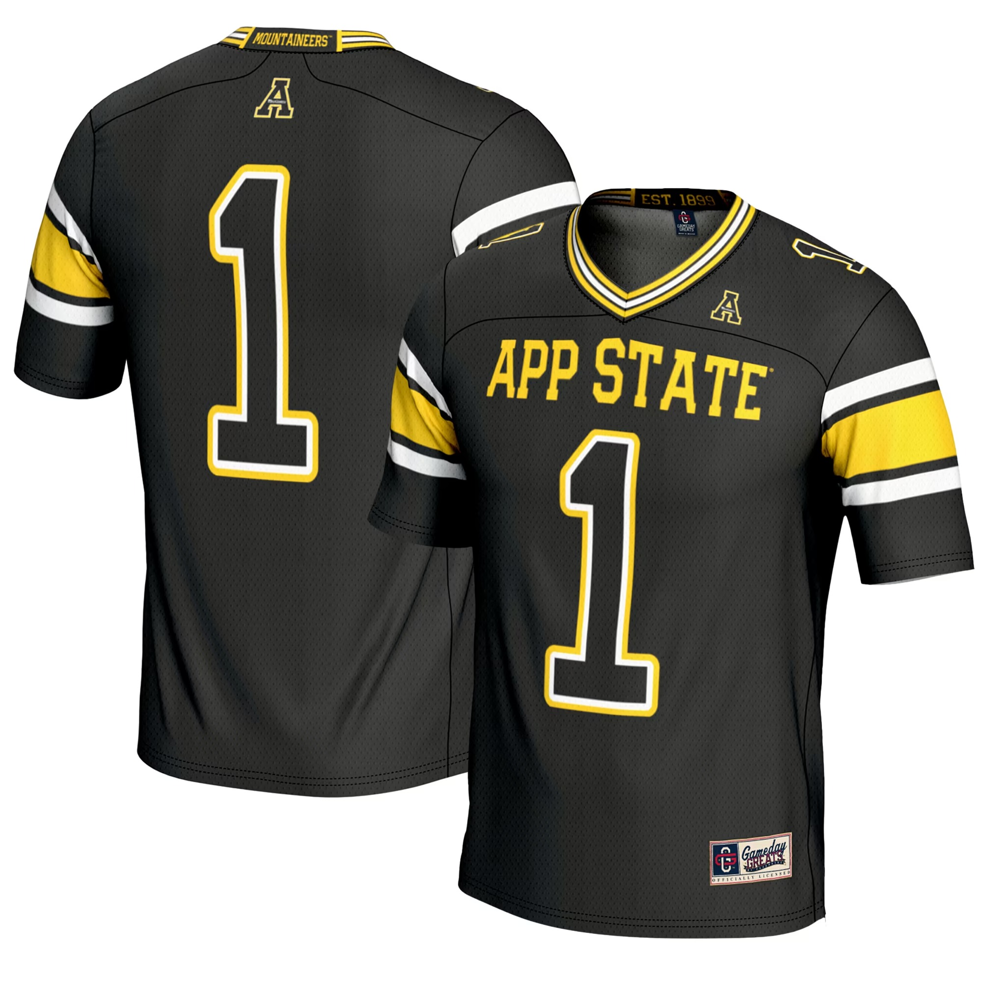 Hunk Wear - #1 Appalachian State Mountaineers GameDay Greats Endzone Football Jersey - Black