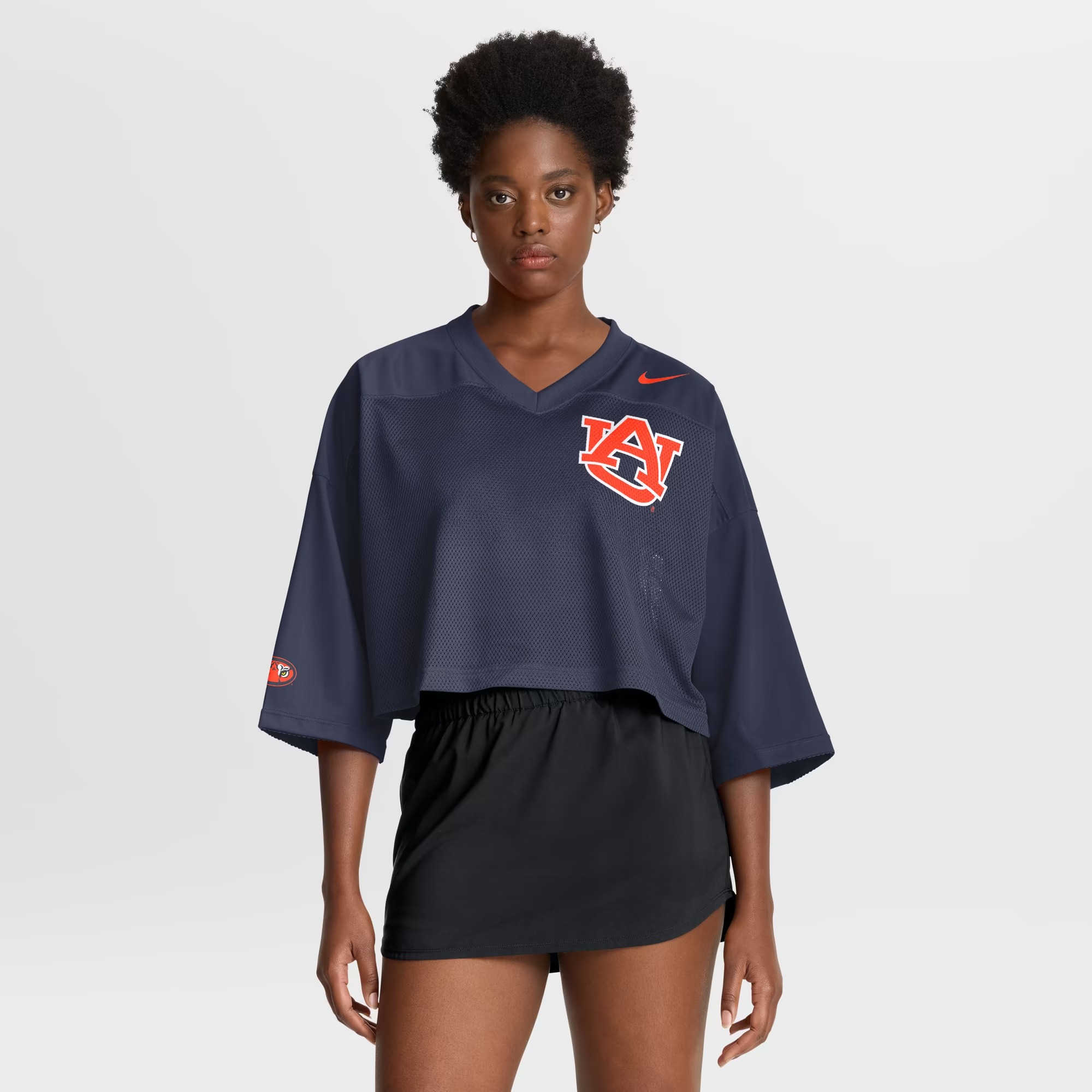 Hunk Wear - Auburn Tigers Nike Women's Cropped Mesh Dri-FIT Fashion Jersey - Navy