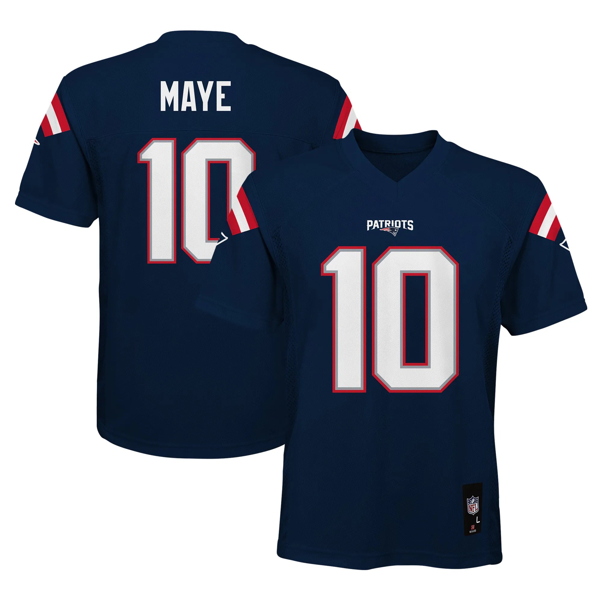 Hunk Wear - Drake Maye New England Patriots Youth Replica Jersey - Navy
