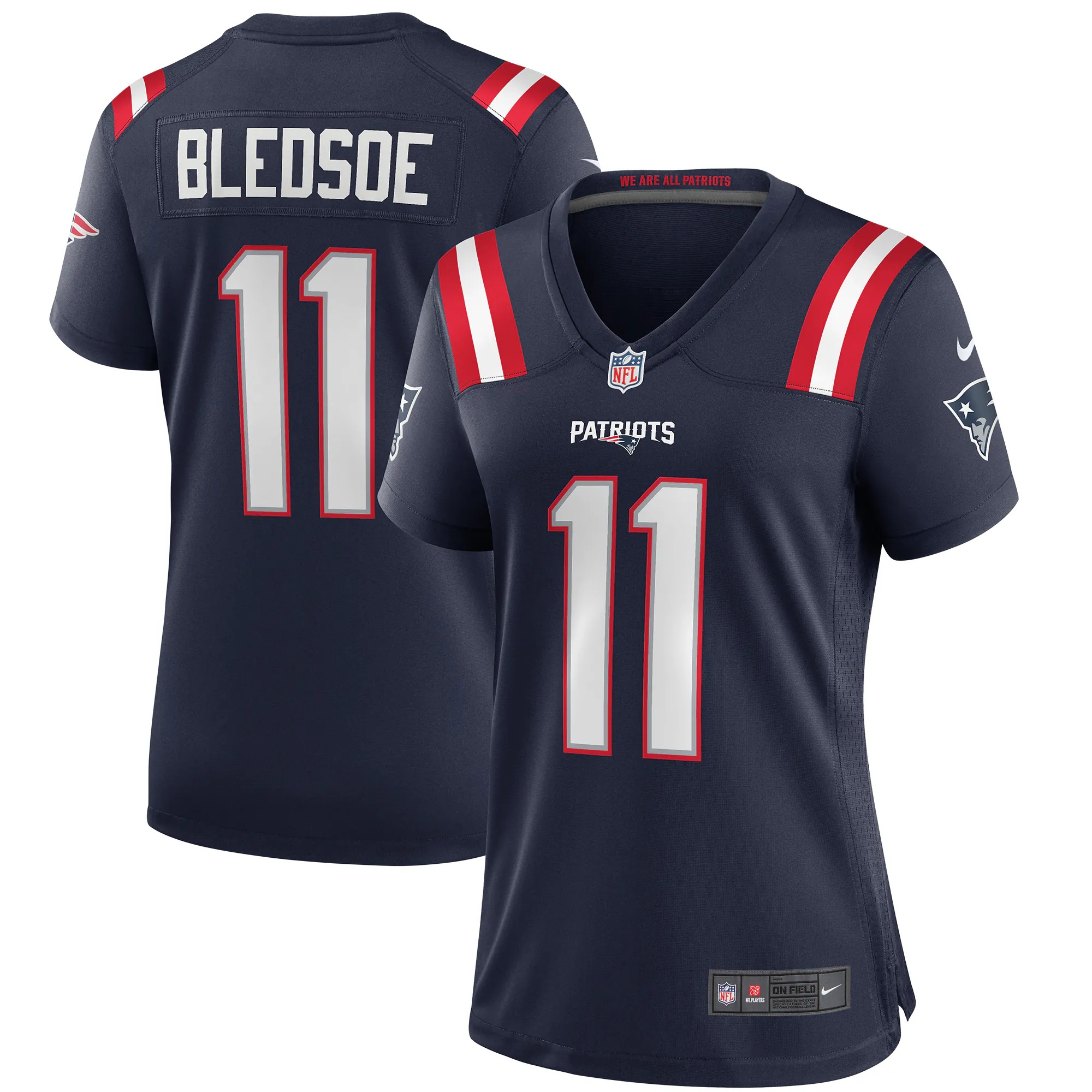 Hunk Wear - Drew Bledsoe New England Patriots Nike Women's Game Retired Player Jersey - Navy