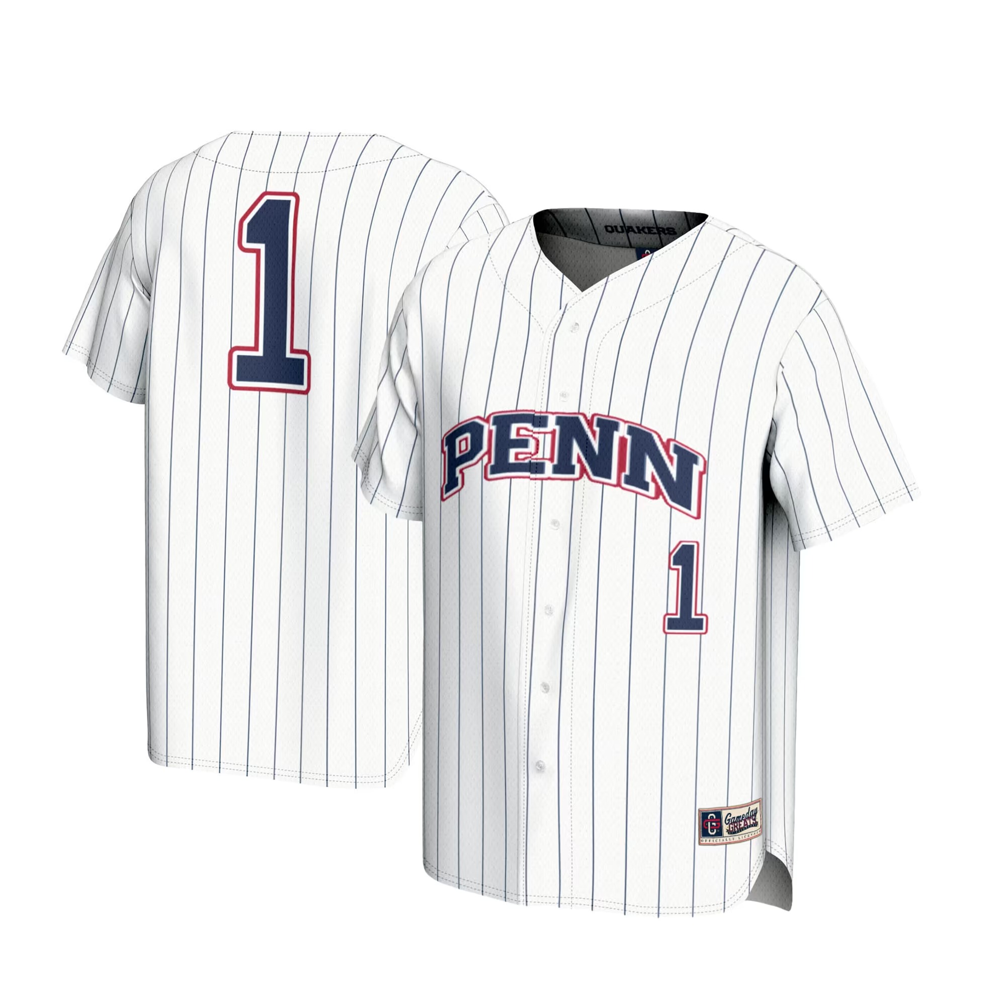 Hunk Wear - #1 Pennsylvania Quakers GameDay Greats Lightweight Baseball Jersey - White