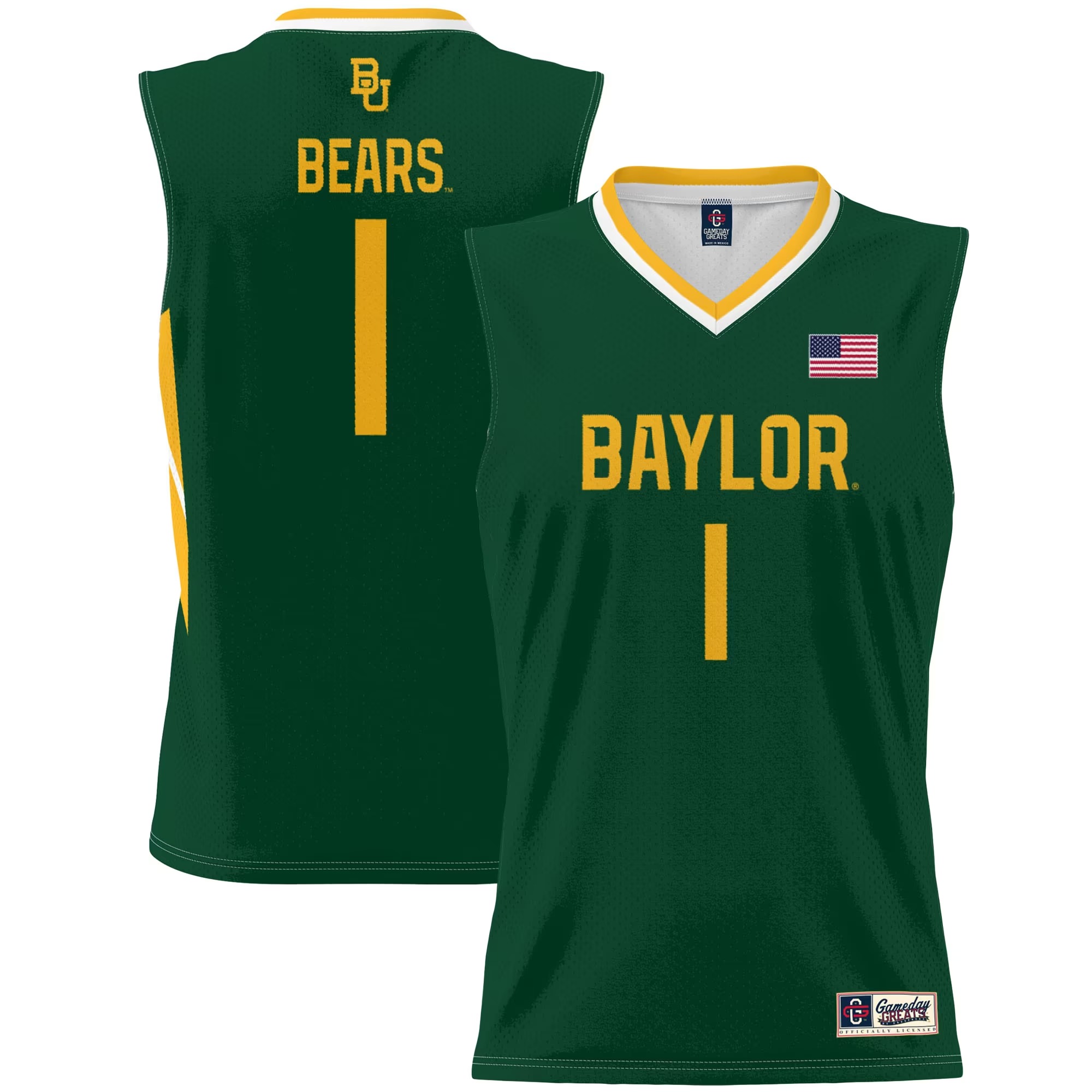 Hunk Wear - #1 Baylor Bears GameDay Greats Youth Lightweight Basketball Jersey - Green