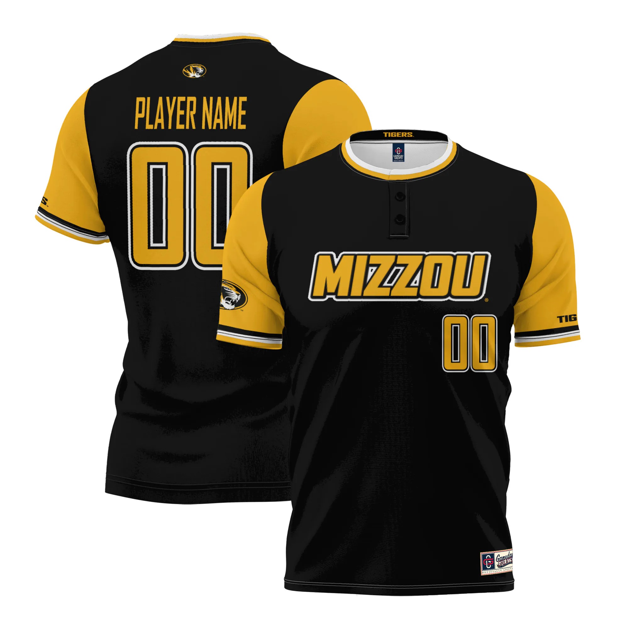 Hunk Wear - Missouri Tigers GameDay Greats Unisex NIL Pick-A-Player Lightweight Softball Jersey - Black