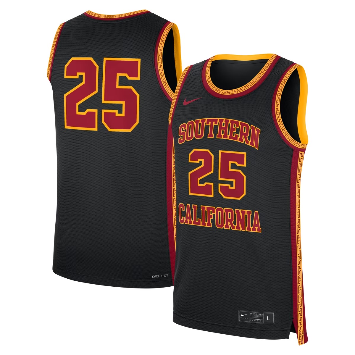Hunk Wear - #25 USC Trojans Nike Alternate Replica Basketball Jersey - Black
