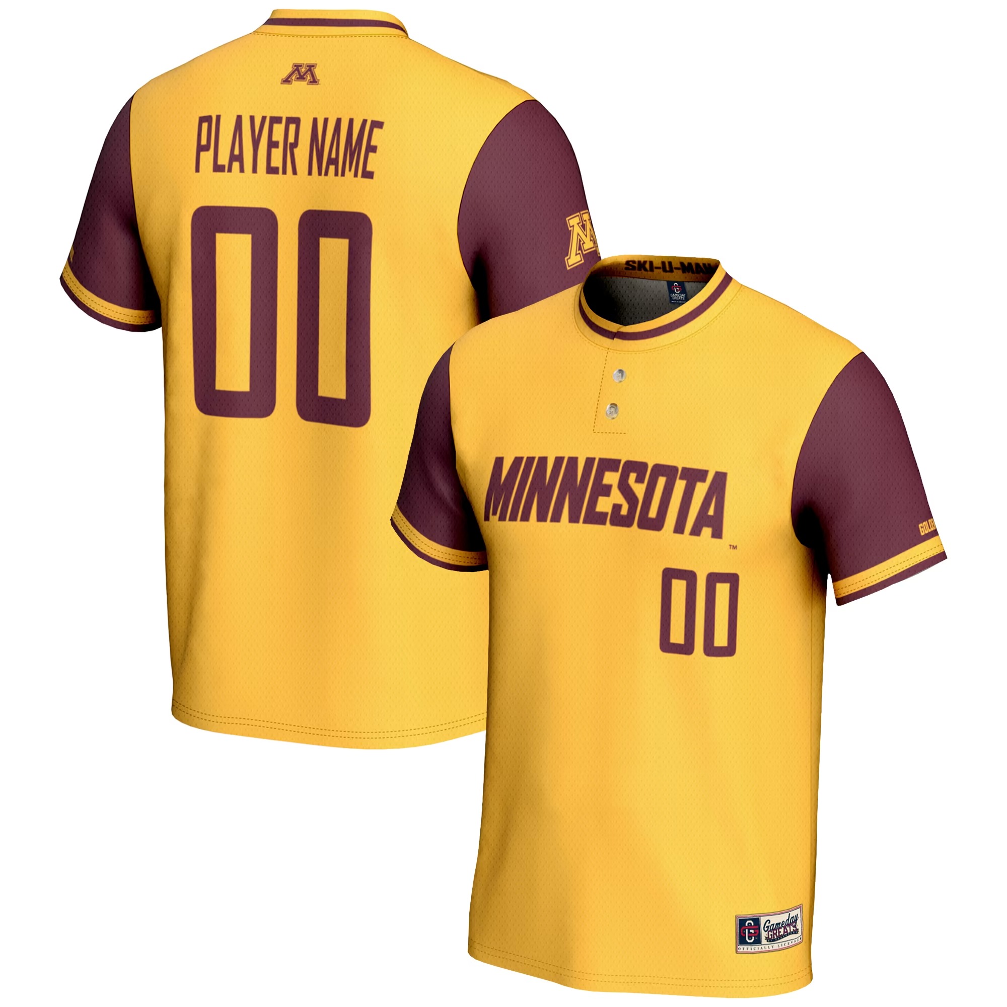 Hunk Wear - Minnesota Golden Gophers GameDay Greats Unisex NIL Pick-A-Player Lightweight Softball Jersey – Gold
