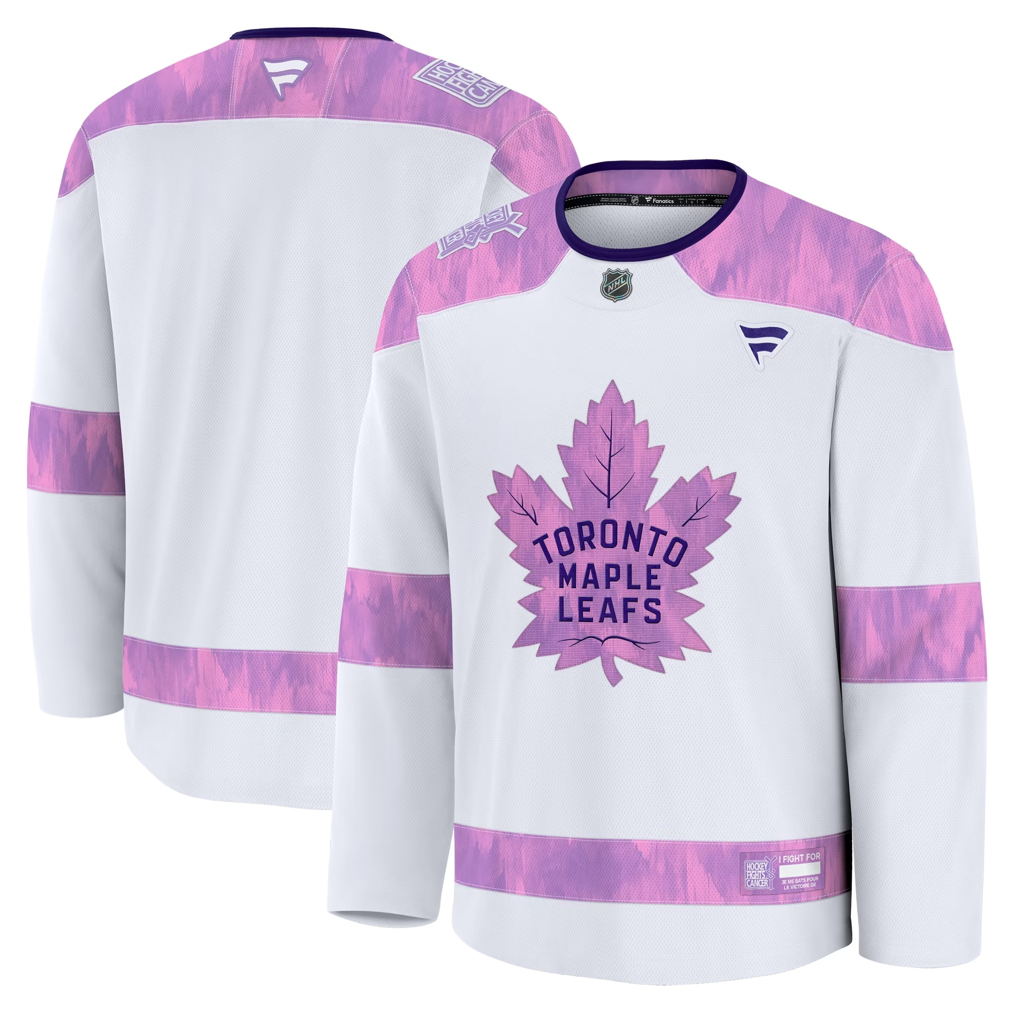 Hunk Wear - Toronto Maple Leafs Fanatics 2024 Hockey Fights Cancer Practice Jersey - White