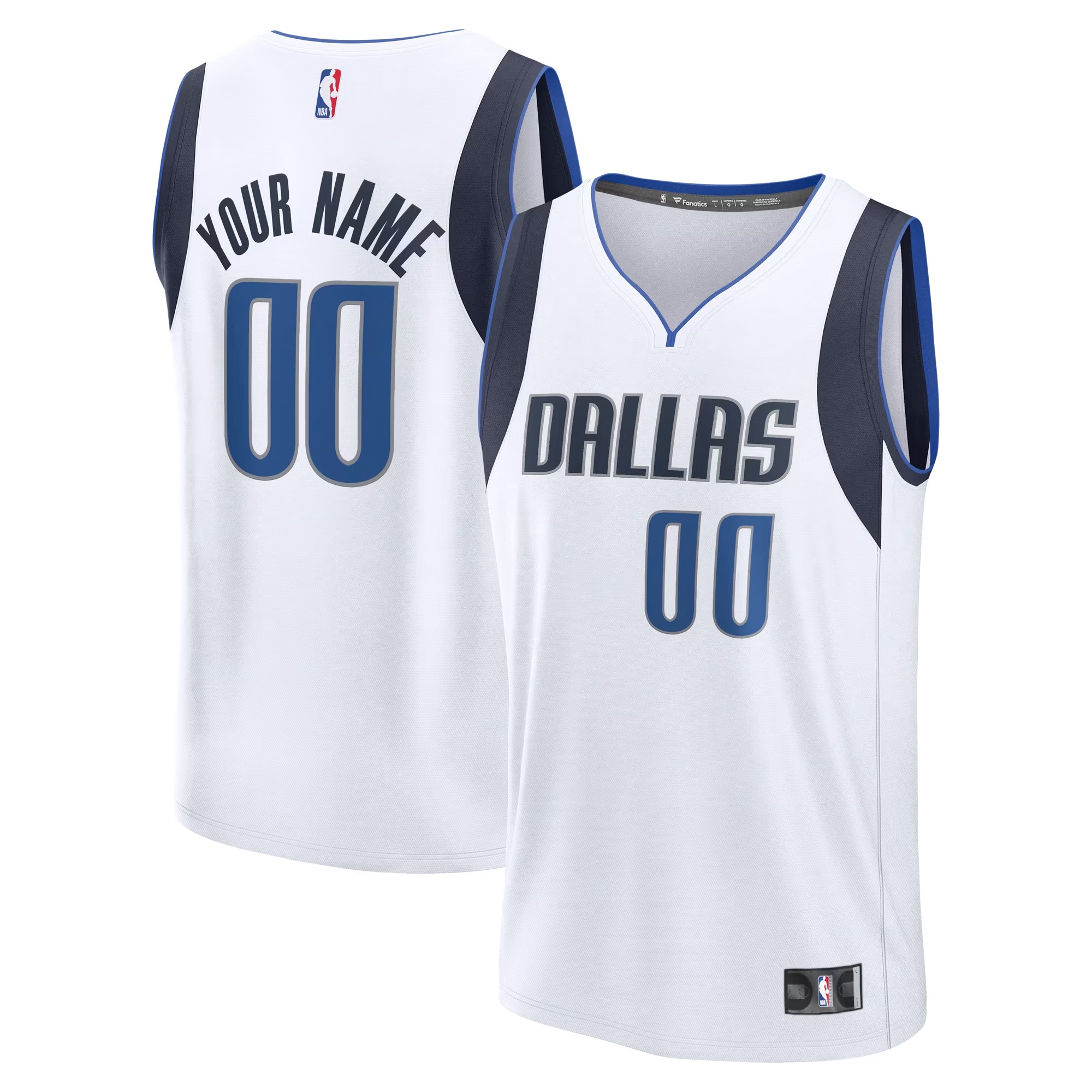 Hunk Wear - Dallas Mavericks Fanatics Fast Break Custom Jersey - Association Edition - White