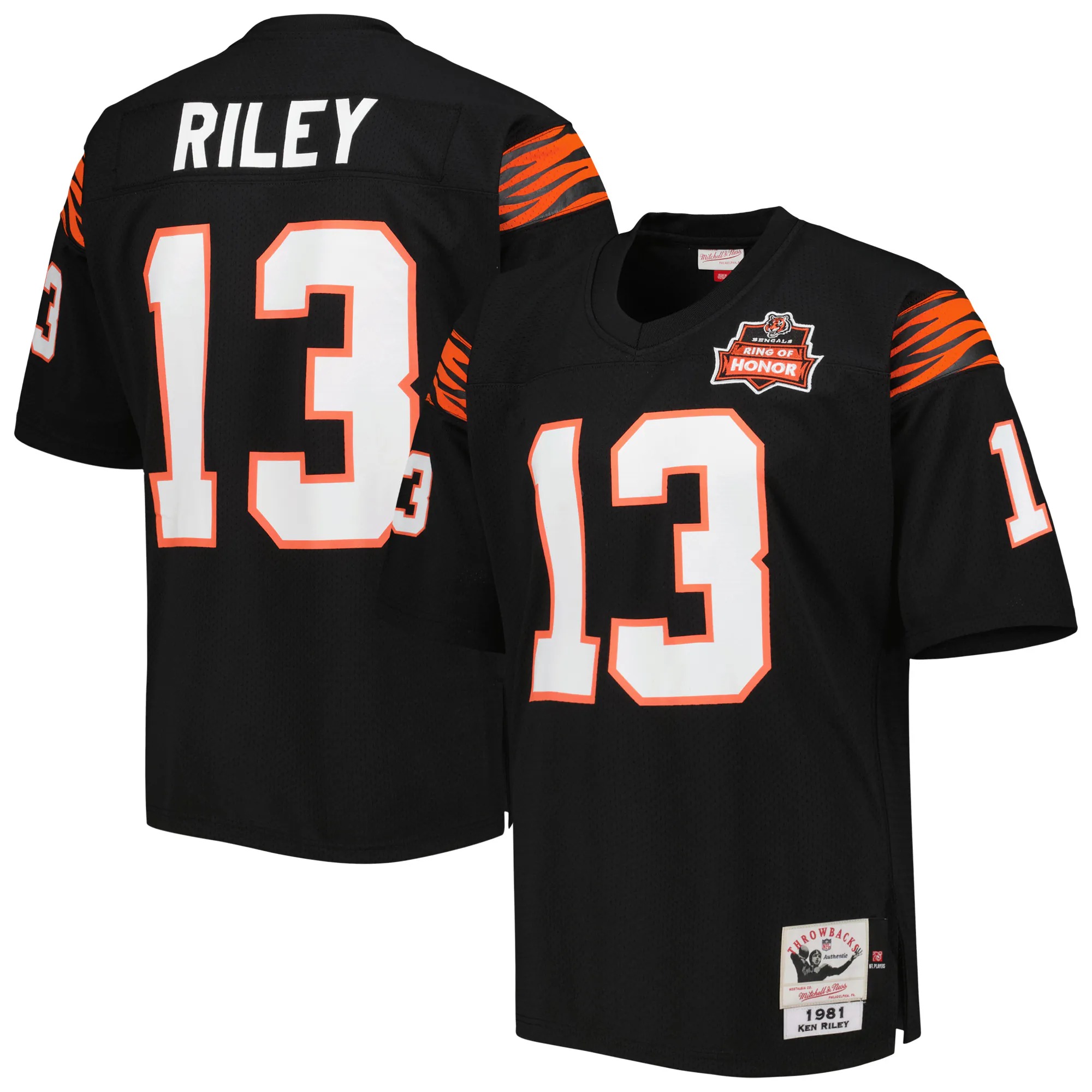 Hunk Wear - Ken Riley Cincinnati Bengals 1981 Mitchell & Ness Authentic Throwback Retired Player Jersey - Black