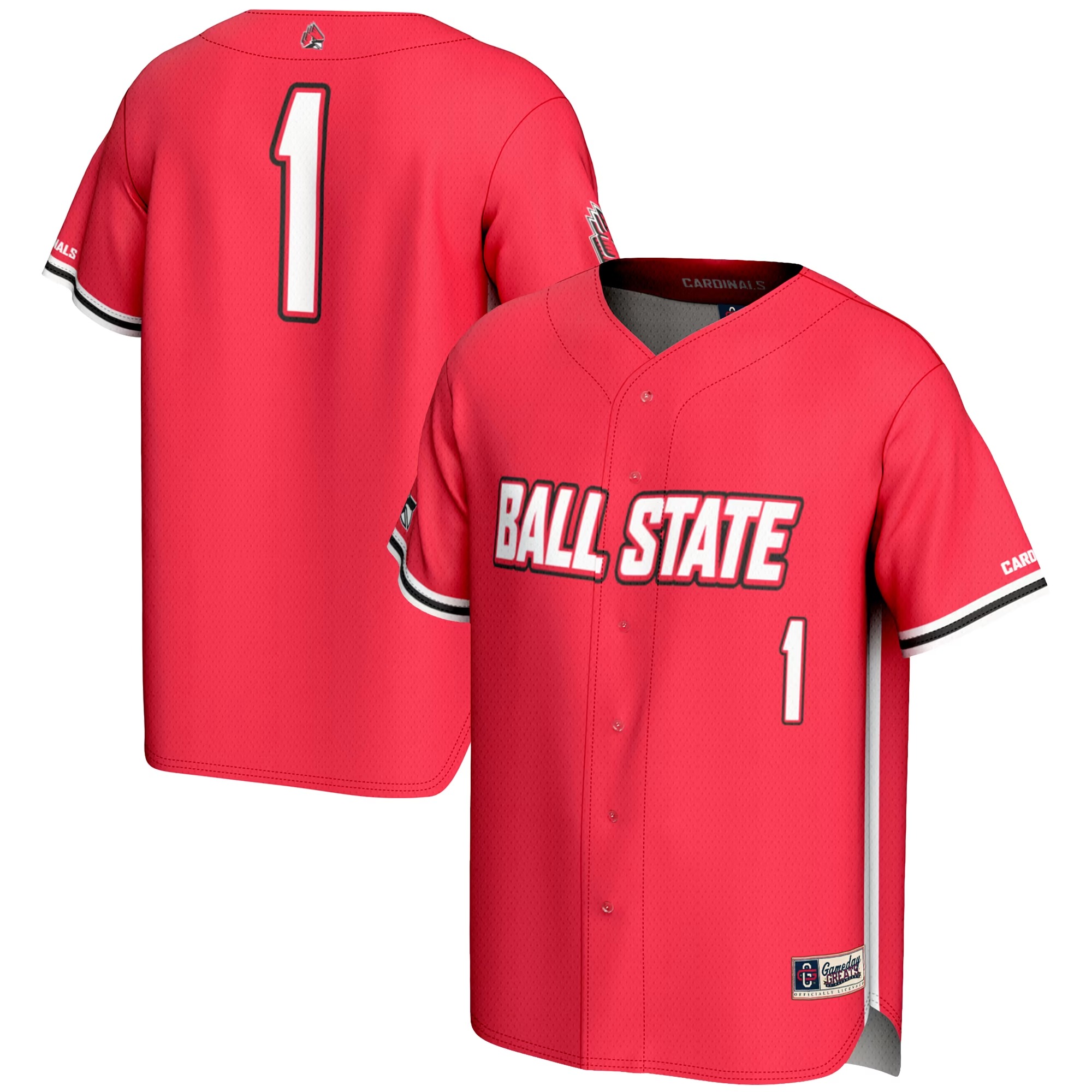 Hunk Wear - #1 Ball State Cardinals GameDay Greats Lightweight Baseball Fashion Jersey - Cardinal