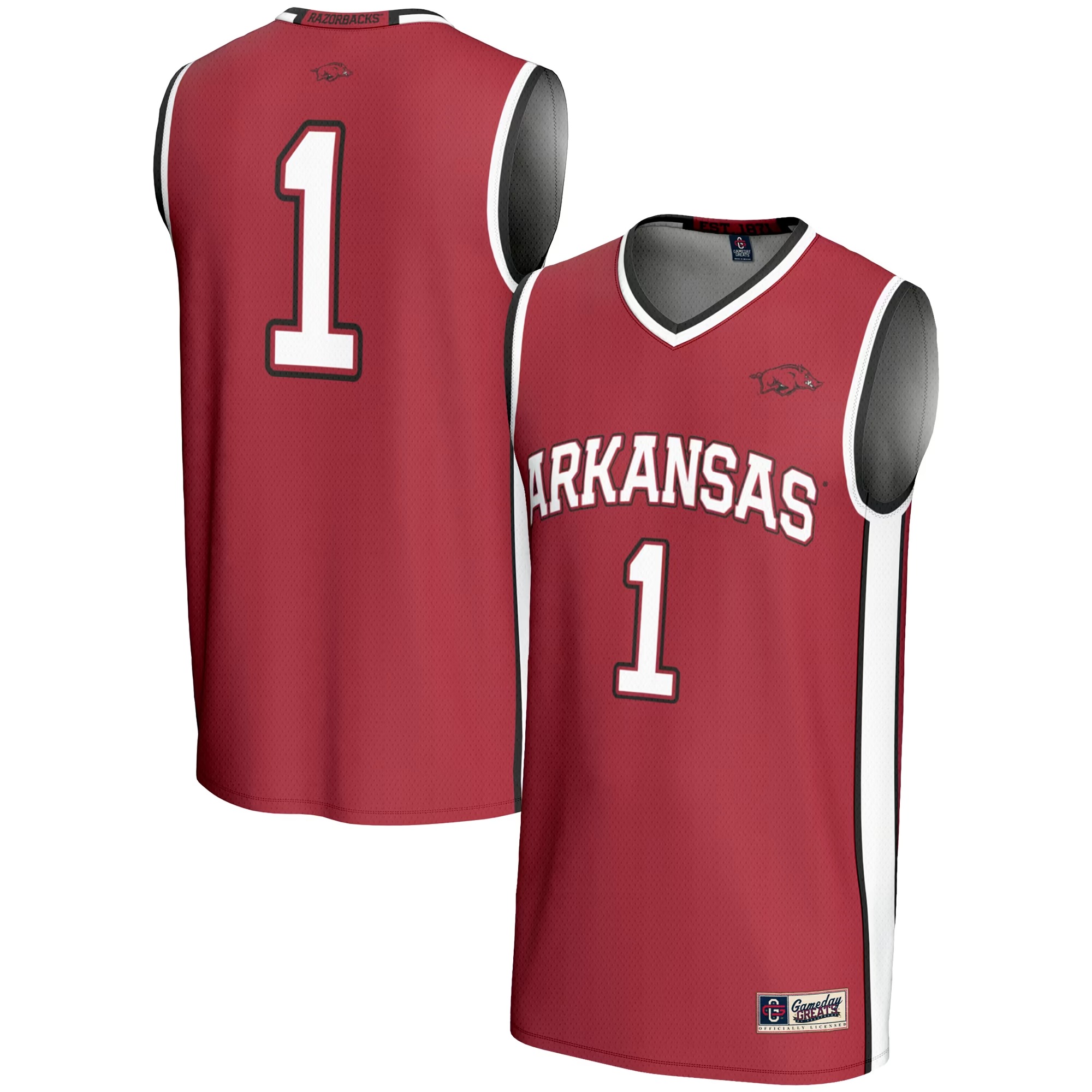 Hunk Wear - #1 Arkansas Razorbacks GameDay Greats Lightweight Basketball Jersey - Cardinal