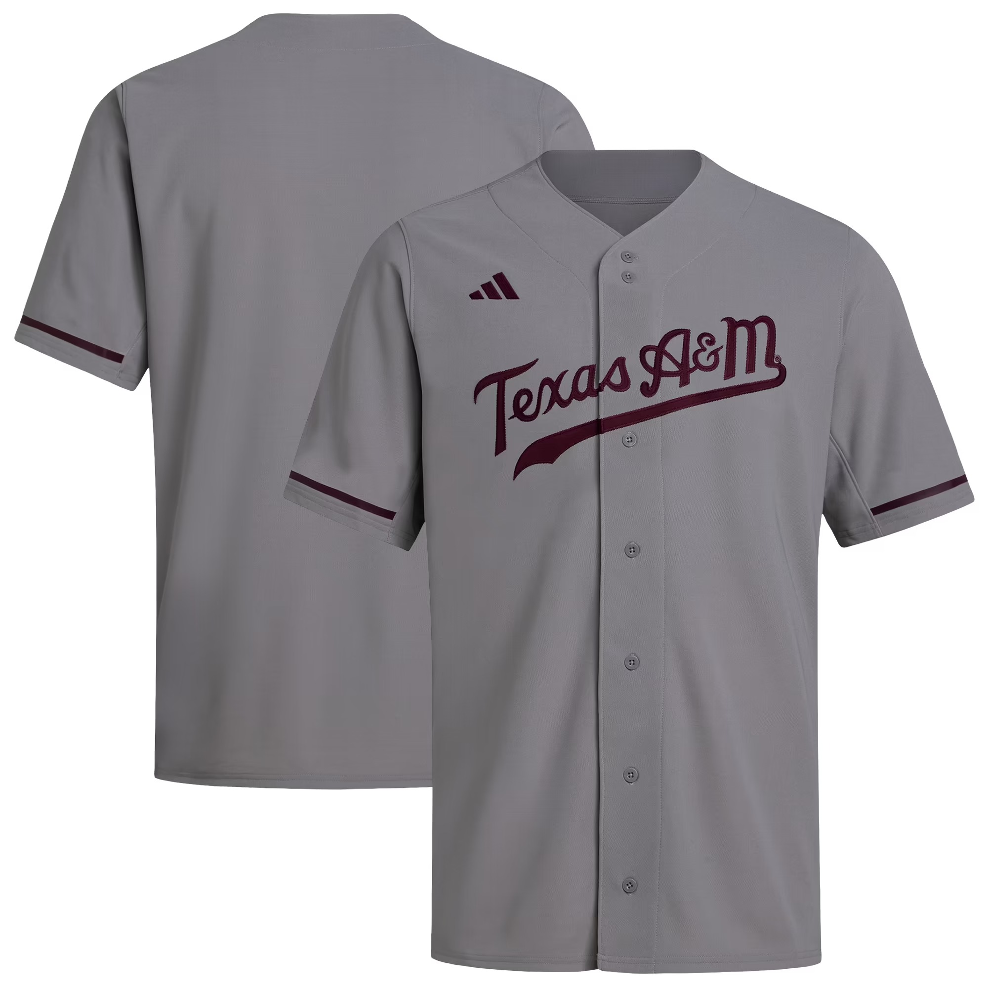 Hunk Wear - Texas A&M Aggies adidas Replica Baseball Jersey - Gray