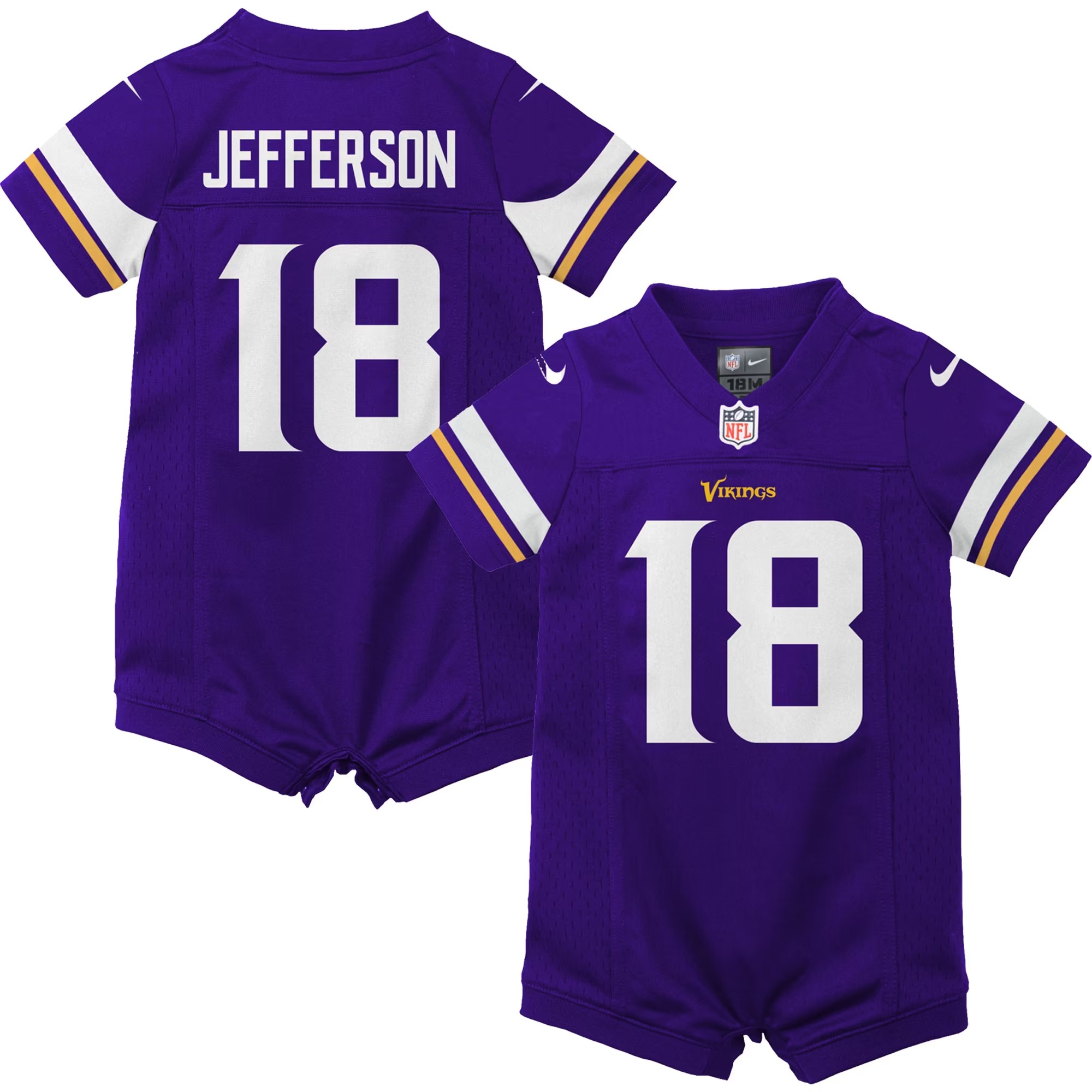 Hunk Wear - Justin Jefferson Minnesota Vikings Nike Newborn Romper Game Jersey - Purple