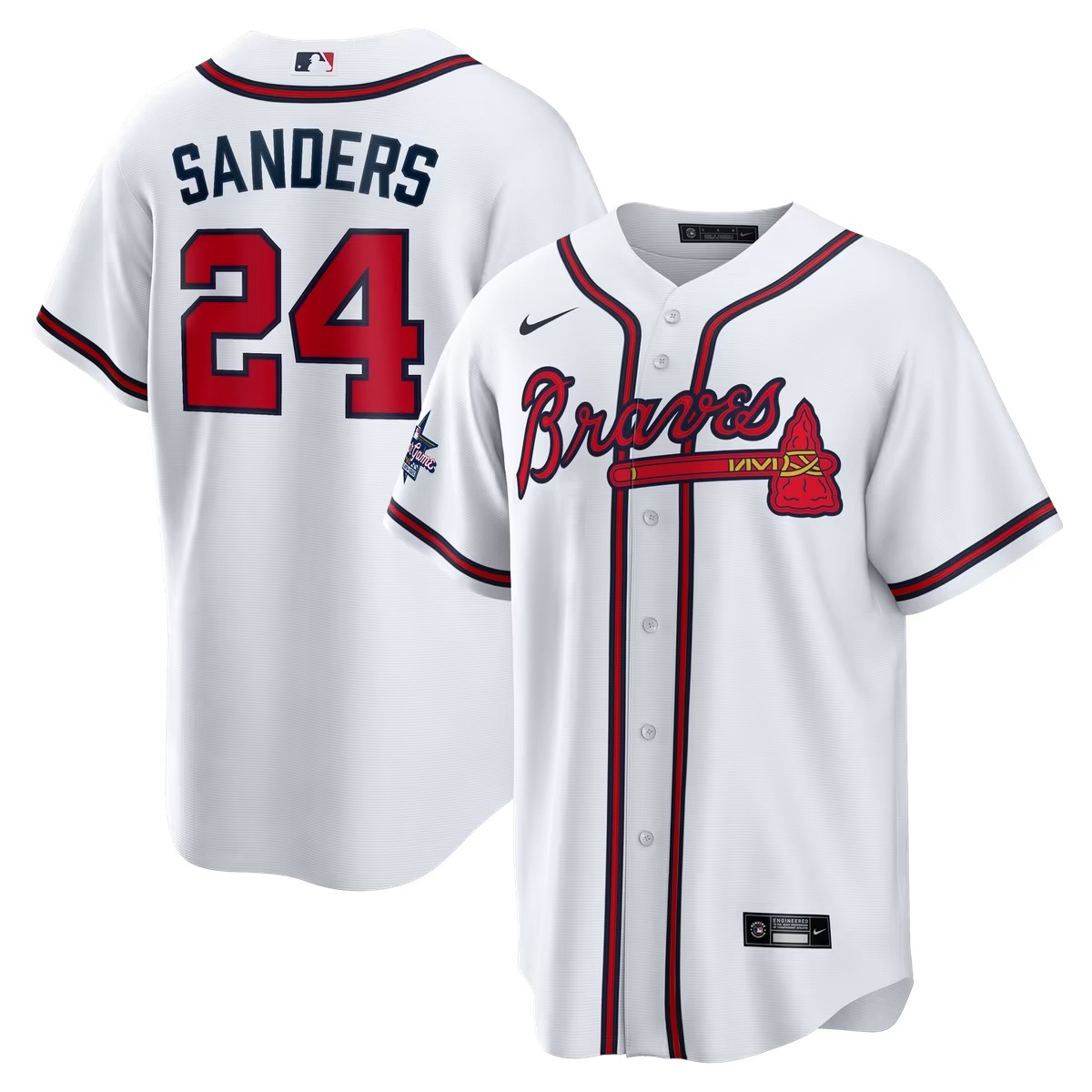 Hunk Wear - Deion Sanders Atlanta Braves Nike Home Retired Player Replica Jersey - White
