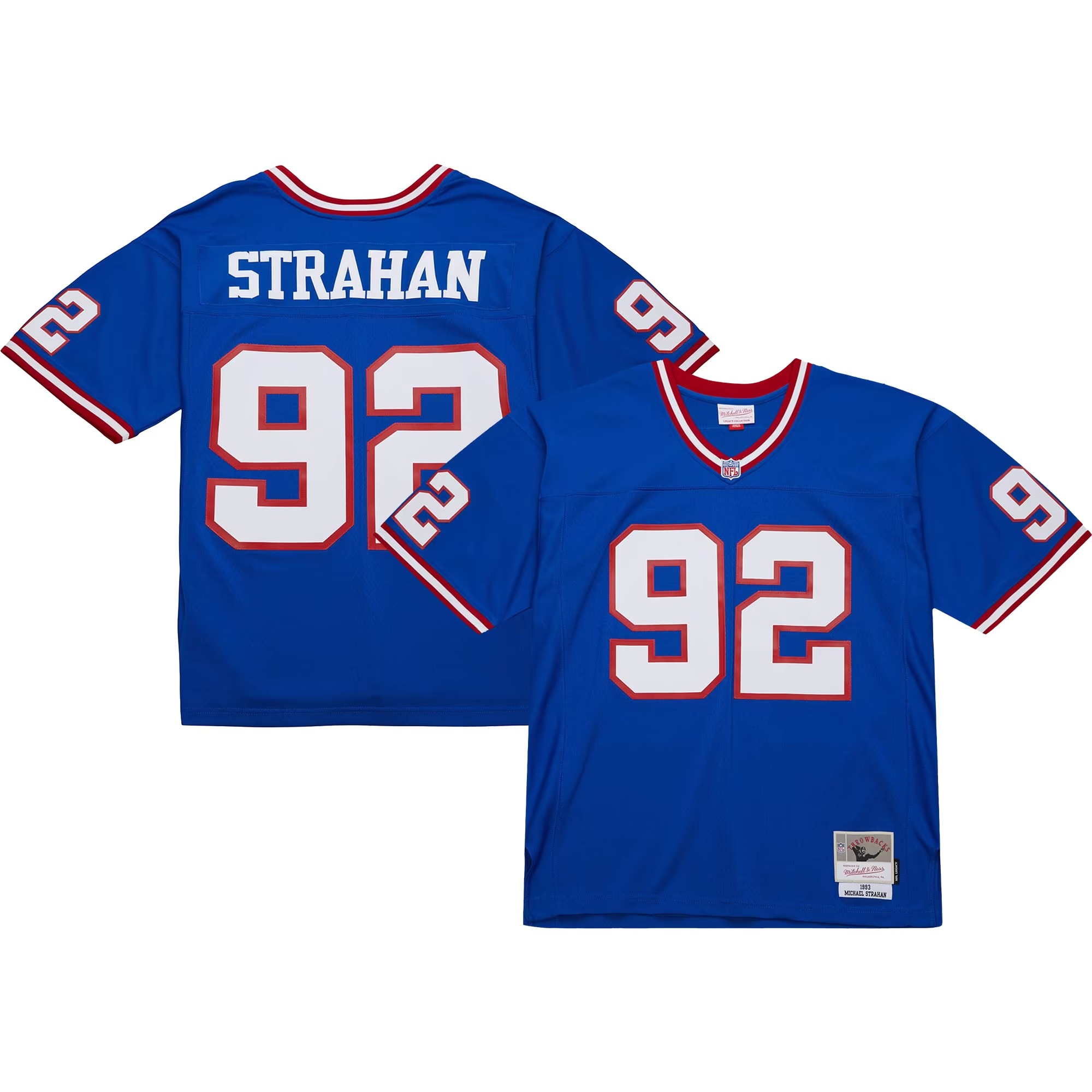 Hunk Wear - Michael Strahan New York Giants Mitchell & Ness Big & Tall 1993 Retired Player Replica Jersey - Royal