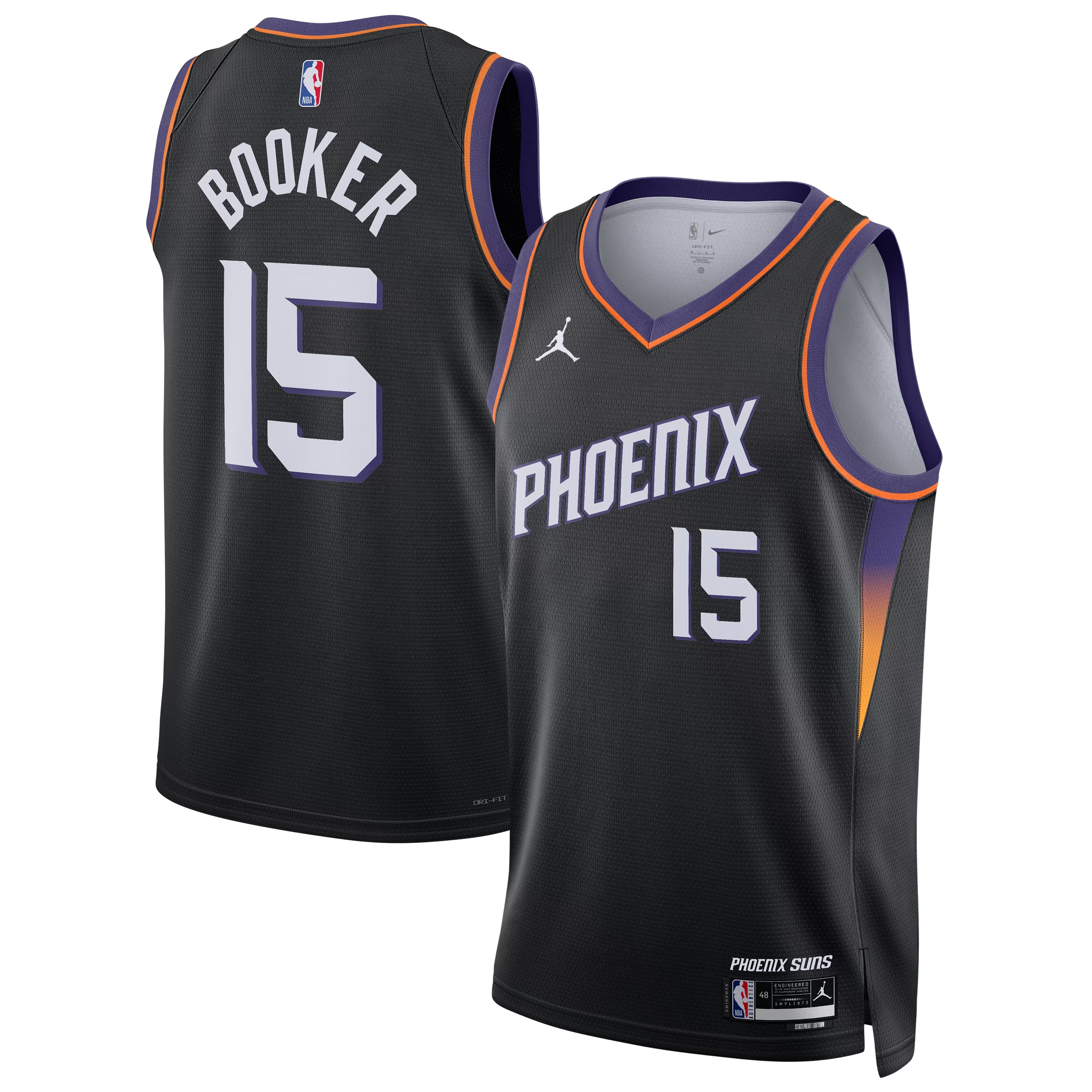 Hunk Wear - Devin Booker Phoenix Suns Jordan Brand Unisex Swingman Jersey - Statement Edition - Black