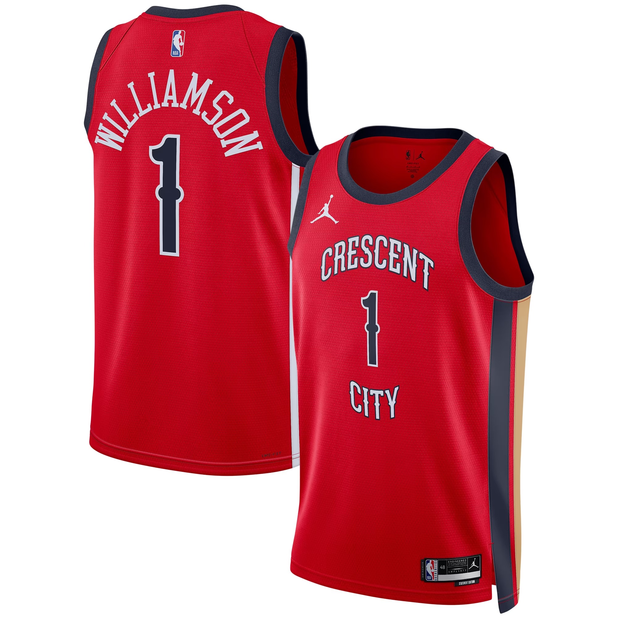 Hunk Wear - Zion Williamson New Orleans Pelicans Jordan Brand Unisex Swingman Jersey - Statement Edition - Red