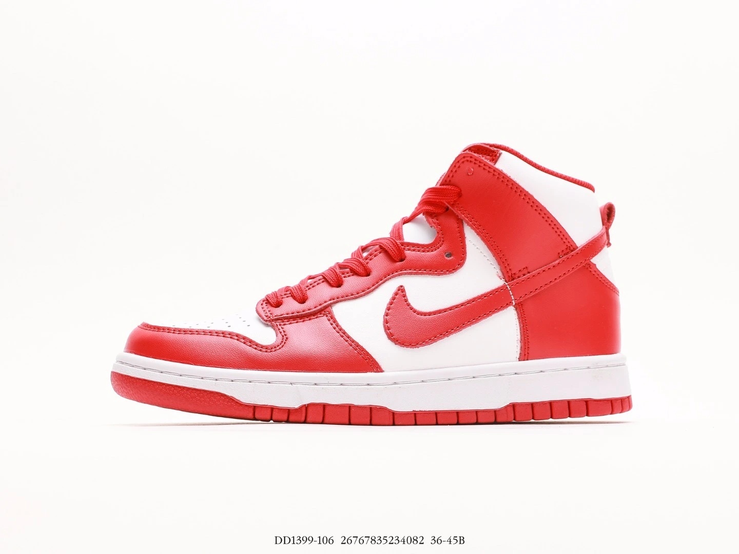 Nike Dunk High Top Sneakers Red White Leather DD1399-106